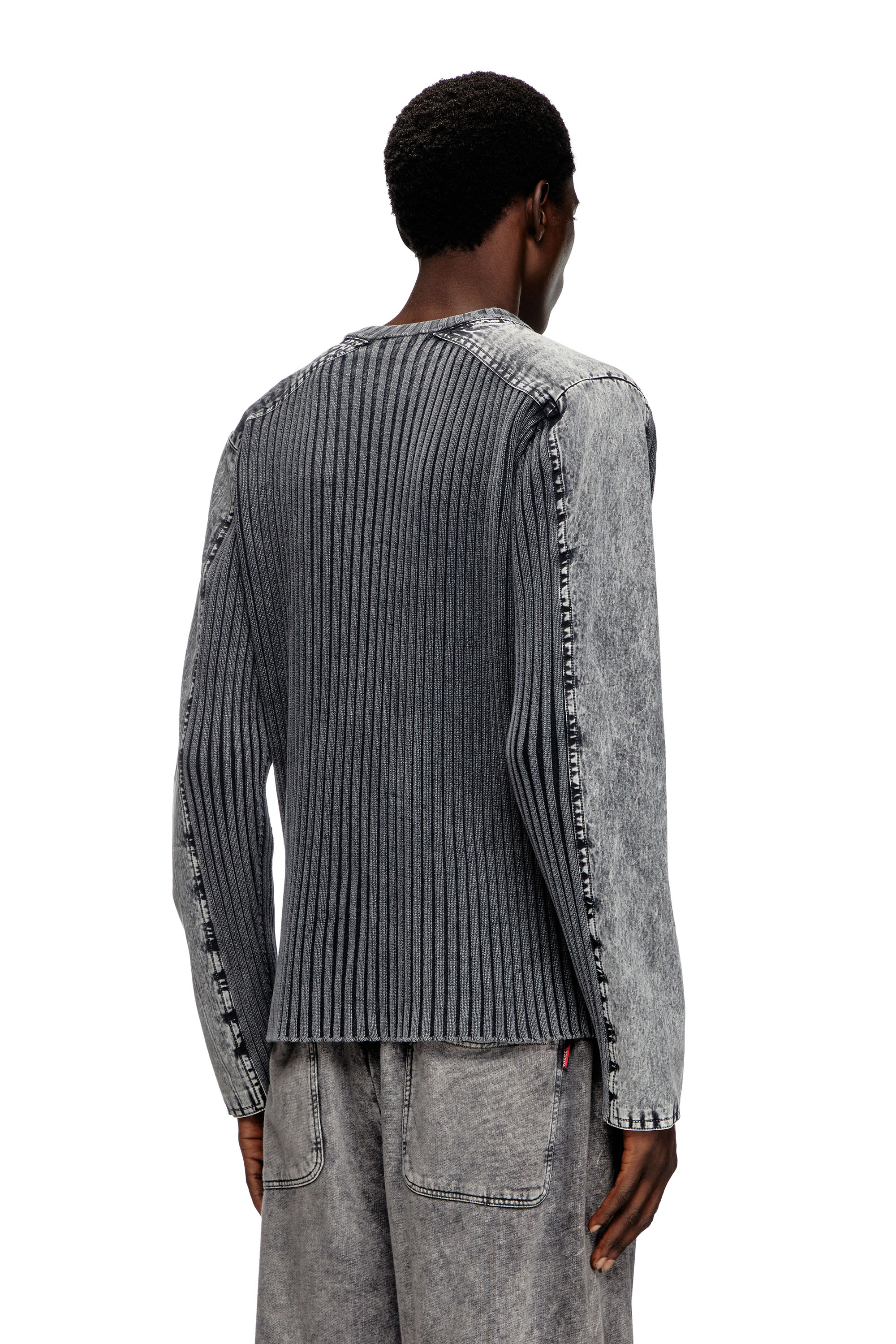 Diesel - K-MATTY, Male's Zip-up cardigan with contrast panels in ダークグレー - 4