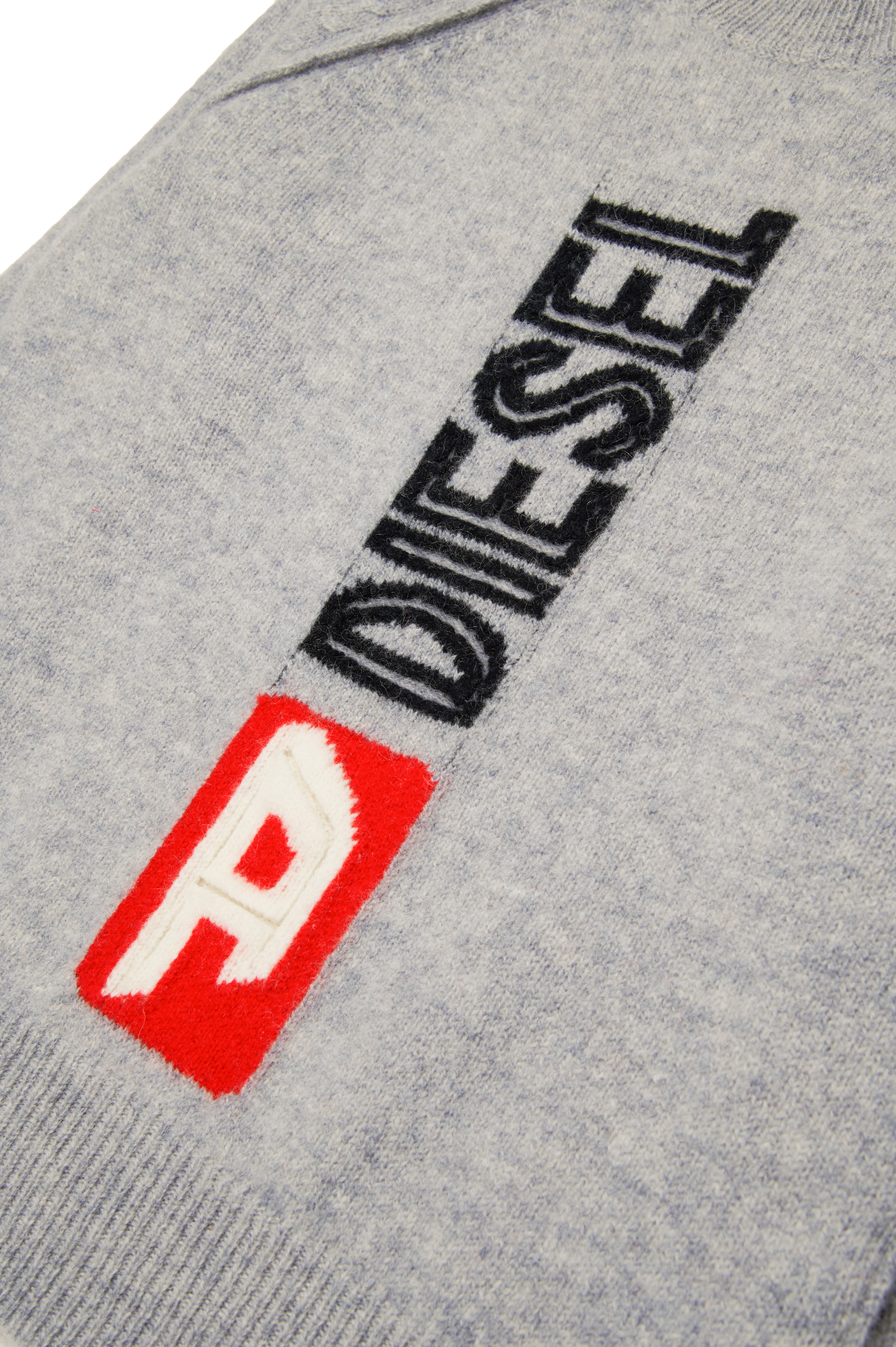 Diesel - KSARIA OVER, Unisex's Wool jumper with logo intarsia in グレー - 4