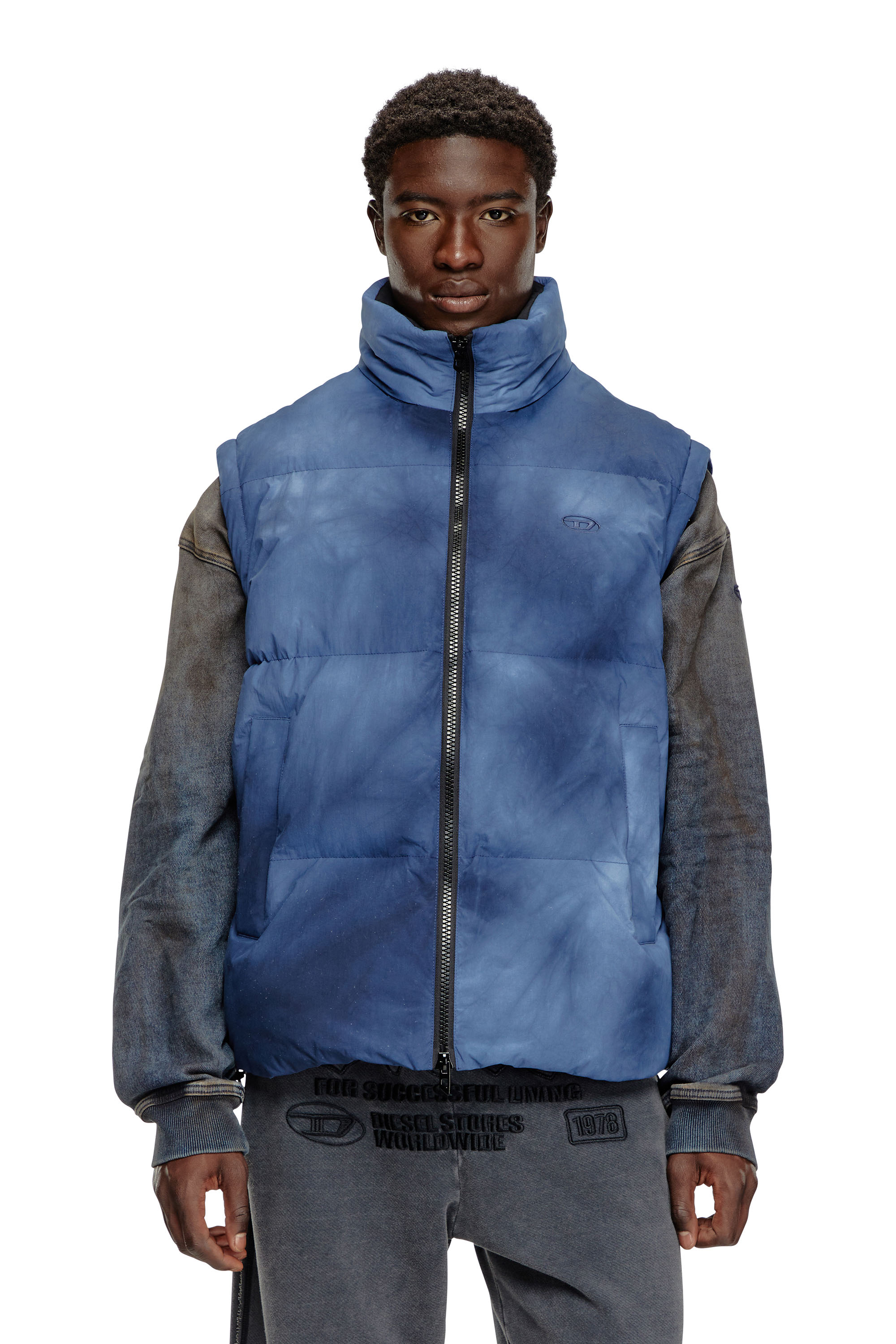 Diesel - W-RAVEEL-SL, Male's Down vest with cloudy effect in ブルー - 6