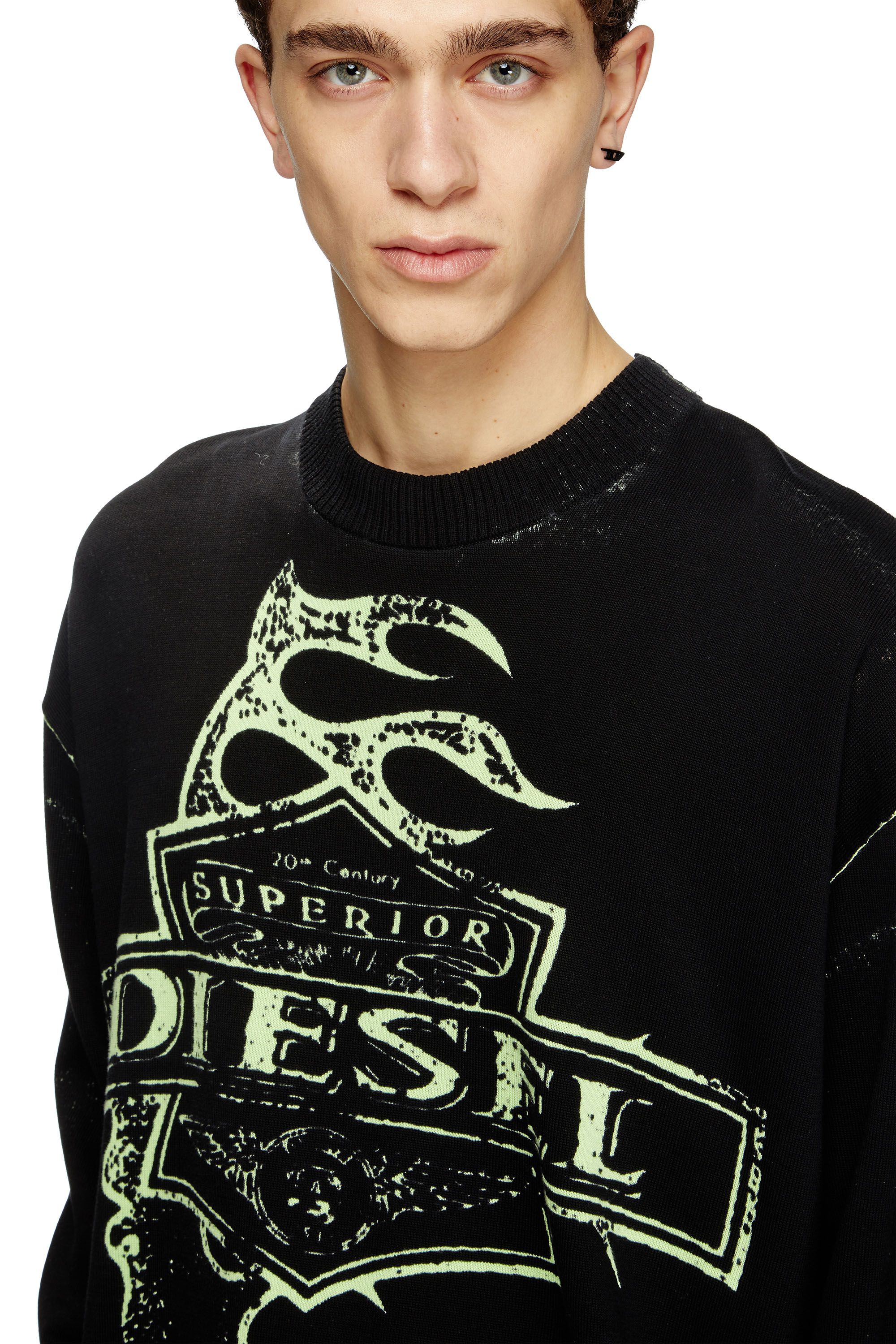 Diesel - K-BELEZ, Male's Reverse-print logo jumper in ブラック - 5