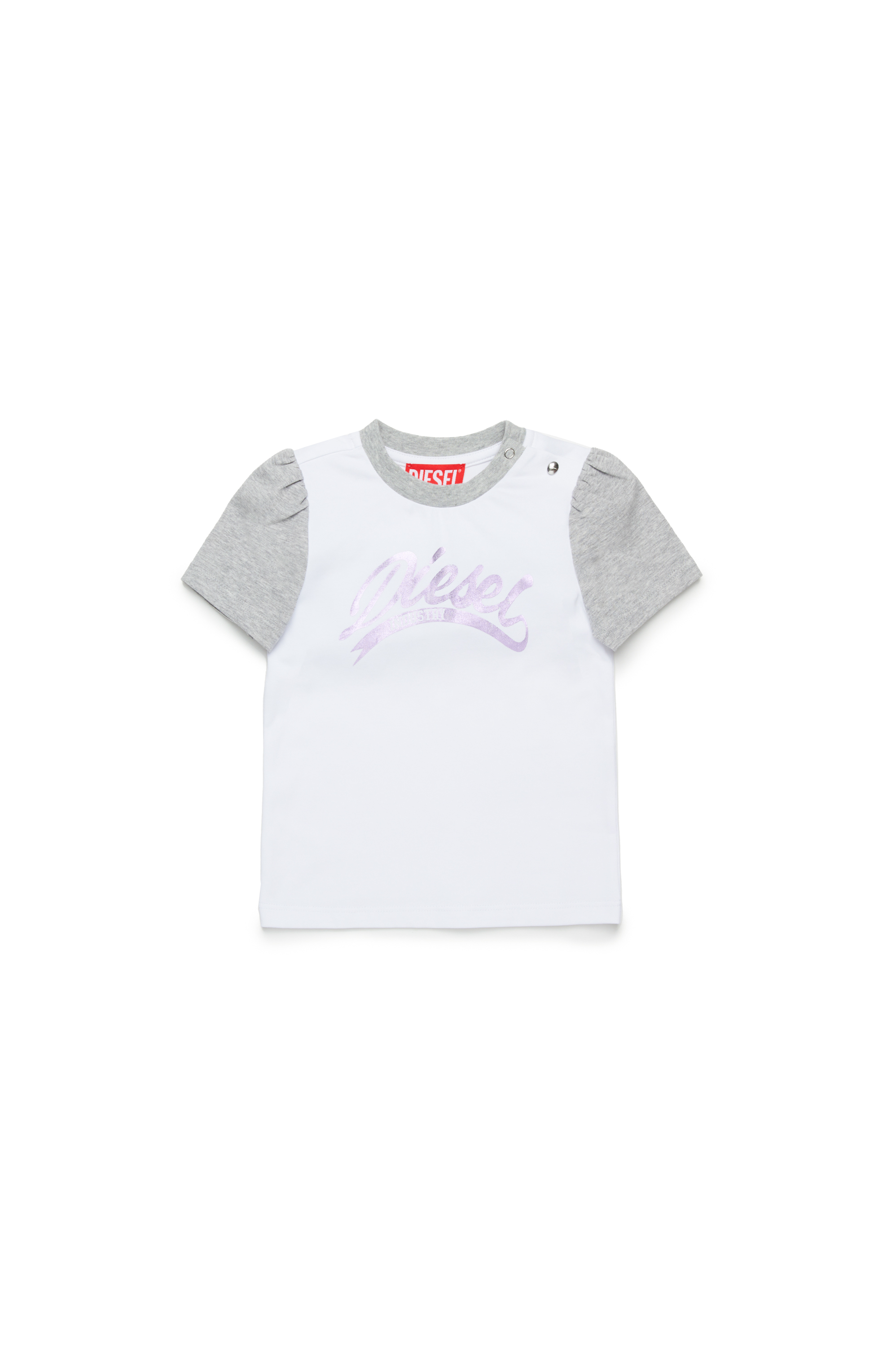 Diesel - TWELB, Female's Colour-block T-shirt with metallic logo in ホワイト - 1