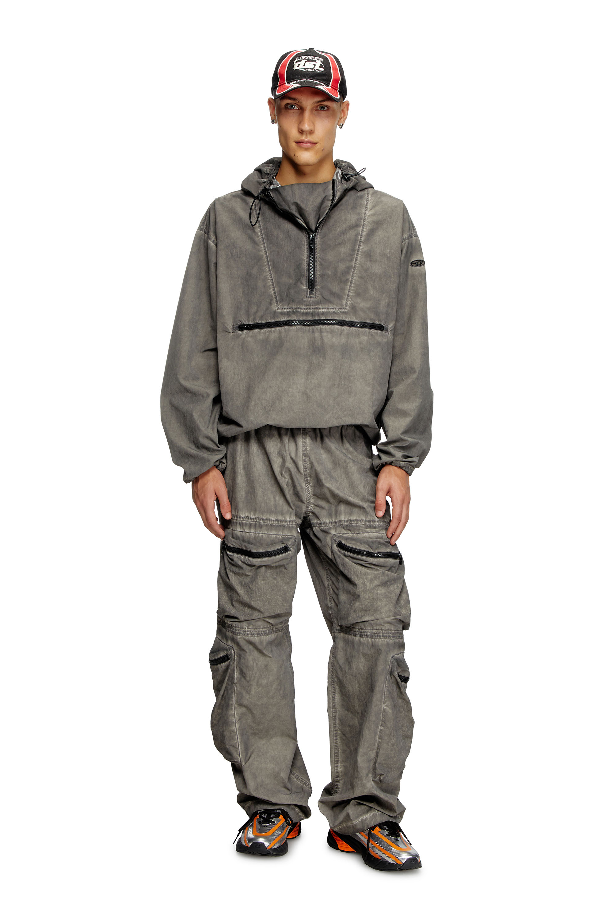 Diesel - J-NOODE-A, Male's Packable hooded anorak jacket in グレー - 2