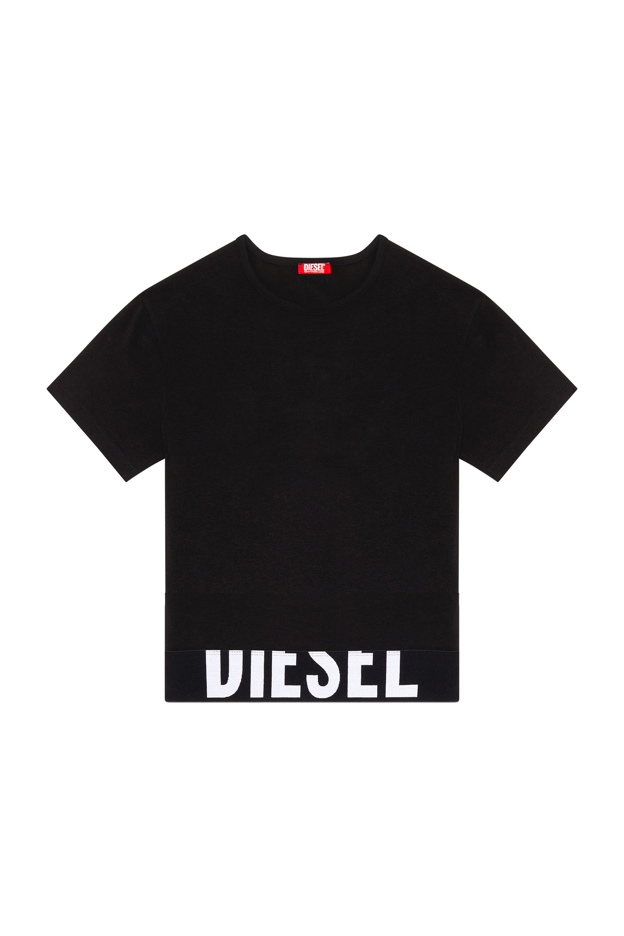 Diesel - UFTEE-SPORT-CROPPED-T-SHIRT, Female Sporty cropped top with logo band in ブラック - Image 4