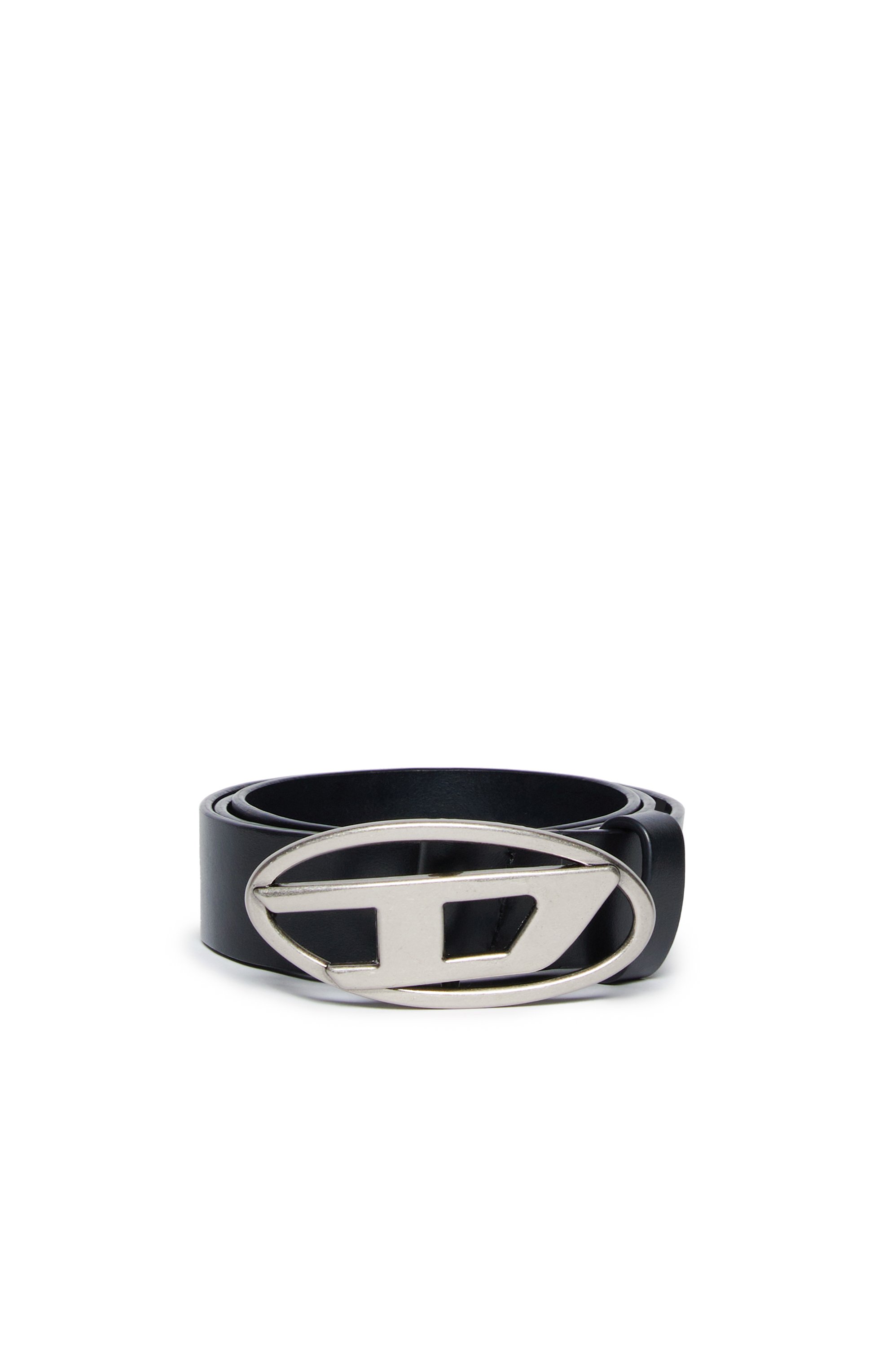 Diesel - B1DR, Unisex's Leather belt with Oval D buckle in ブラック - 1