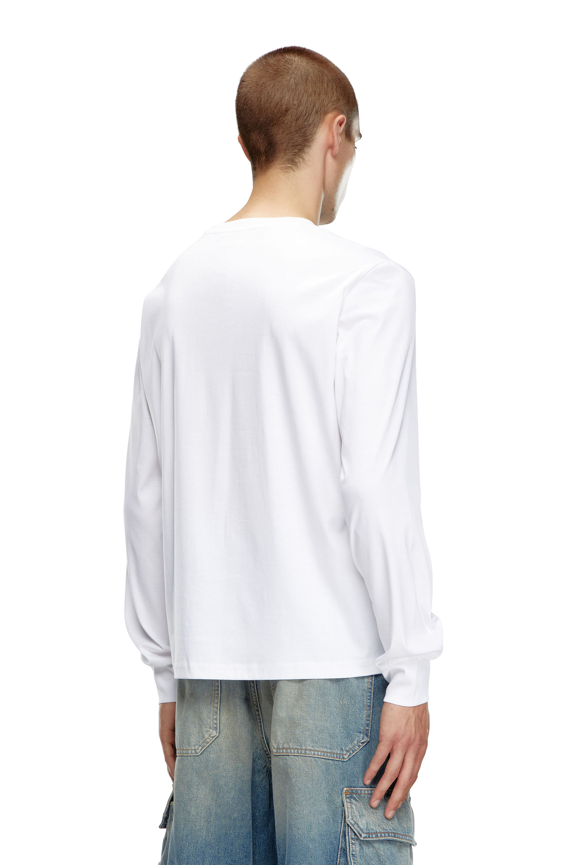 Diesel - T-MADJUST-LS-K1, Male's Long-sleeve T-shirt with tonal print in ホワイト - 4