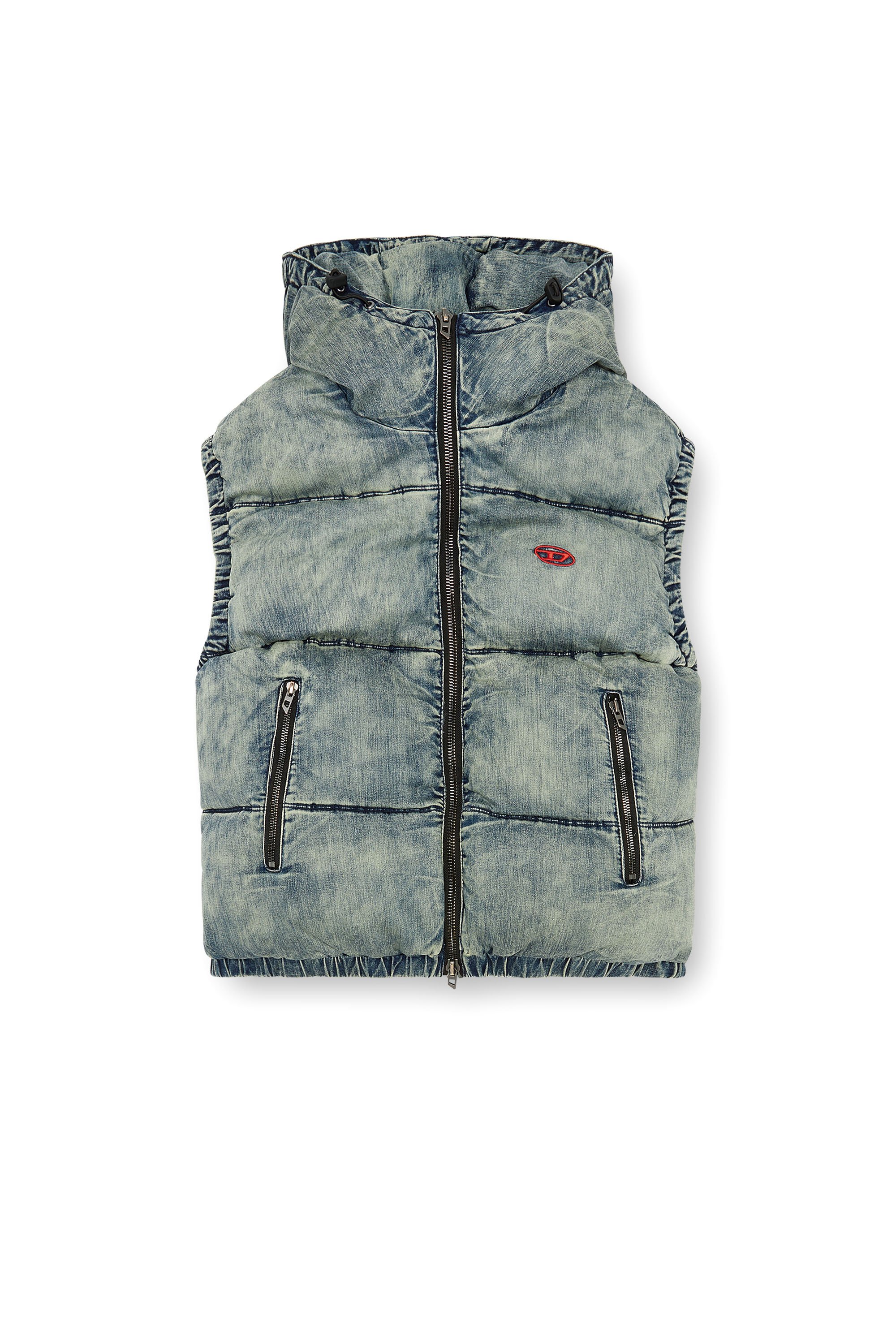 Diesel - W-MONS-SL, Male's Padded vest in faded denim in ブルー - 3