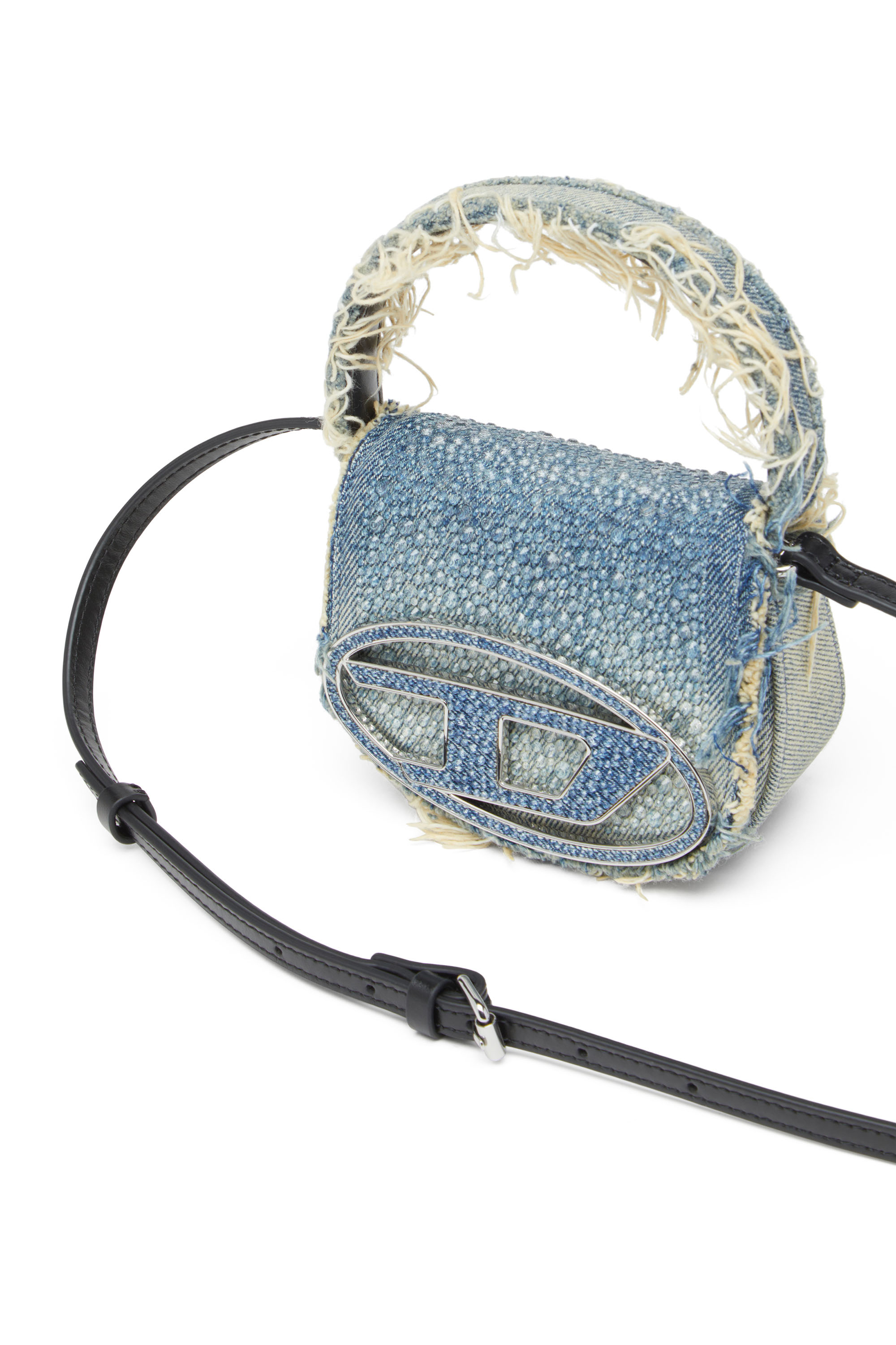Diesel - 1DR XS, Female 1DR XS-Iconic mini bag in denim and crystals in ブルー - Image 5
