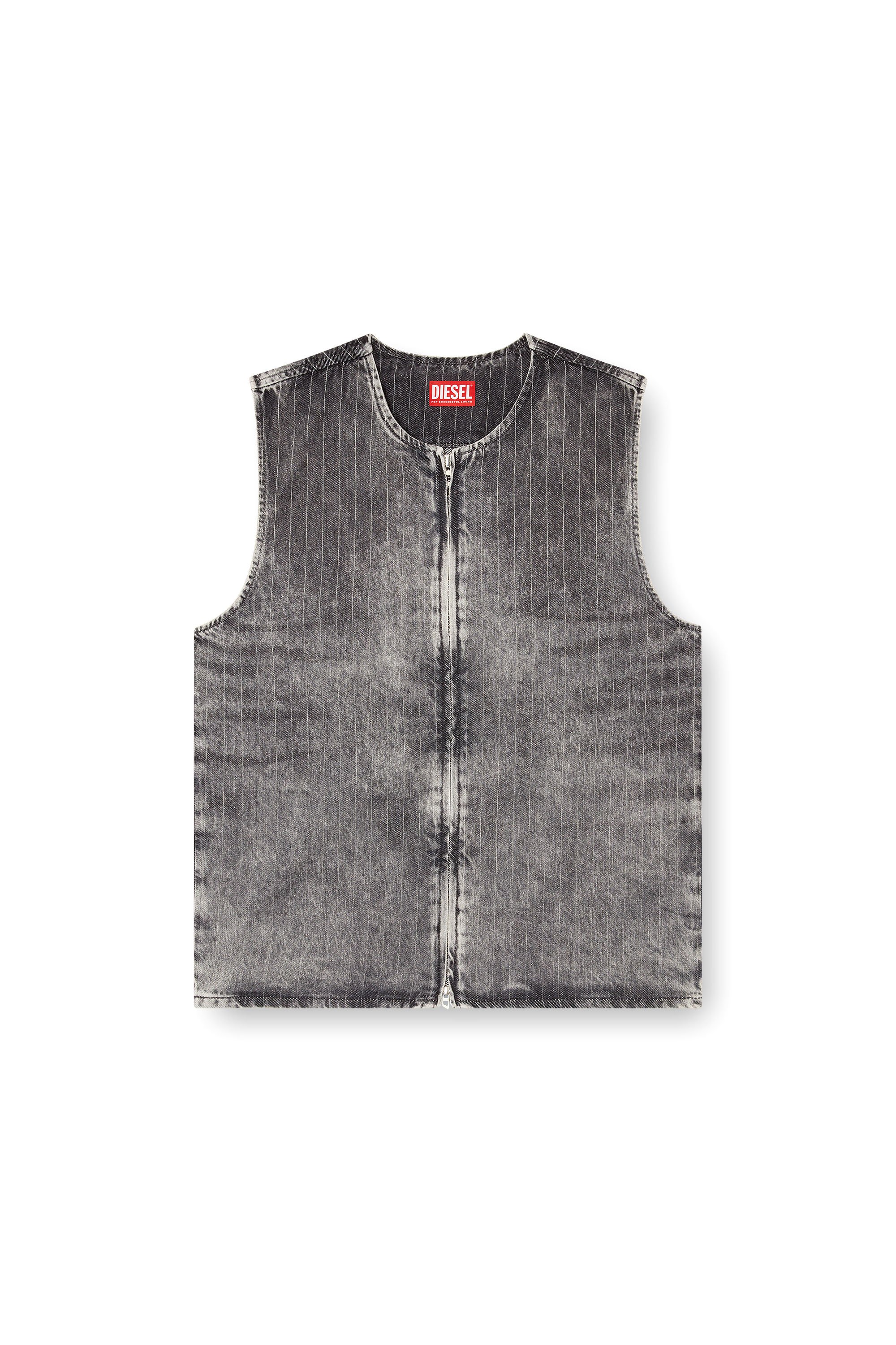 Diesel - D-SUND-S, Unisex's Vest in tailoring pinstripe denim in グレー - 7