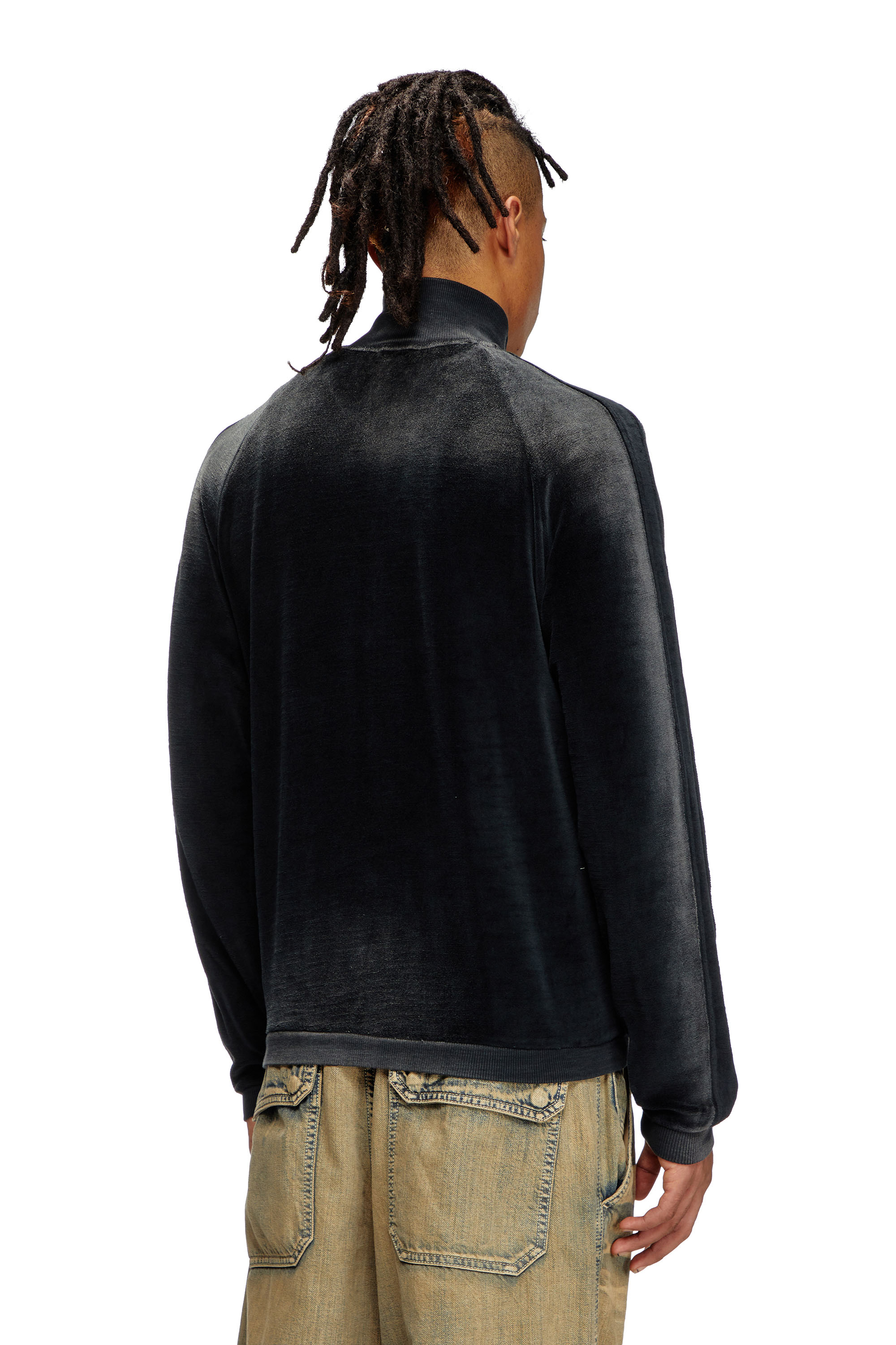 Diesel - S-OLOCK-BAND, Male's Faded velvet track jacket in ブラック - 4