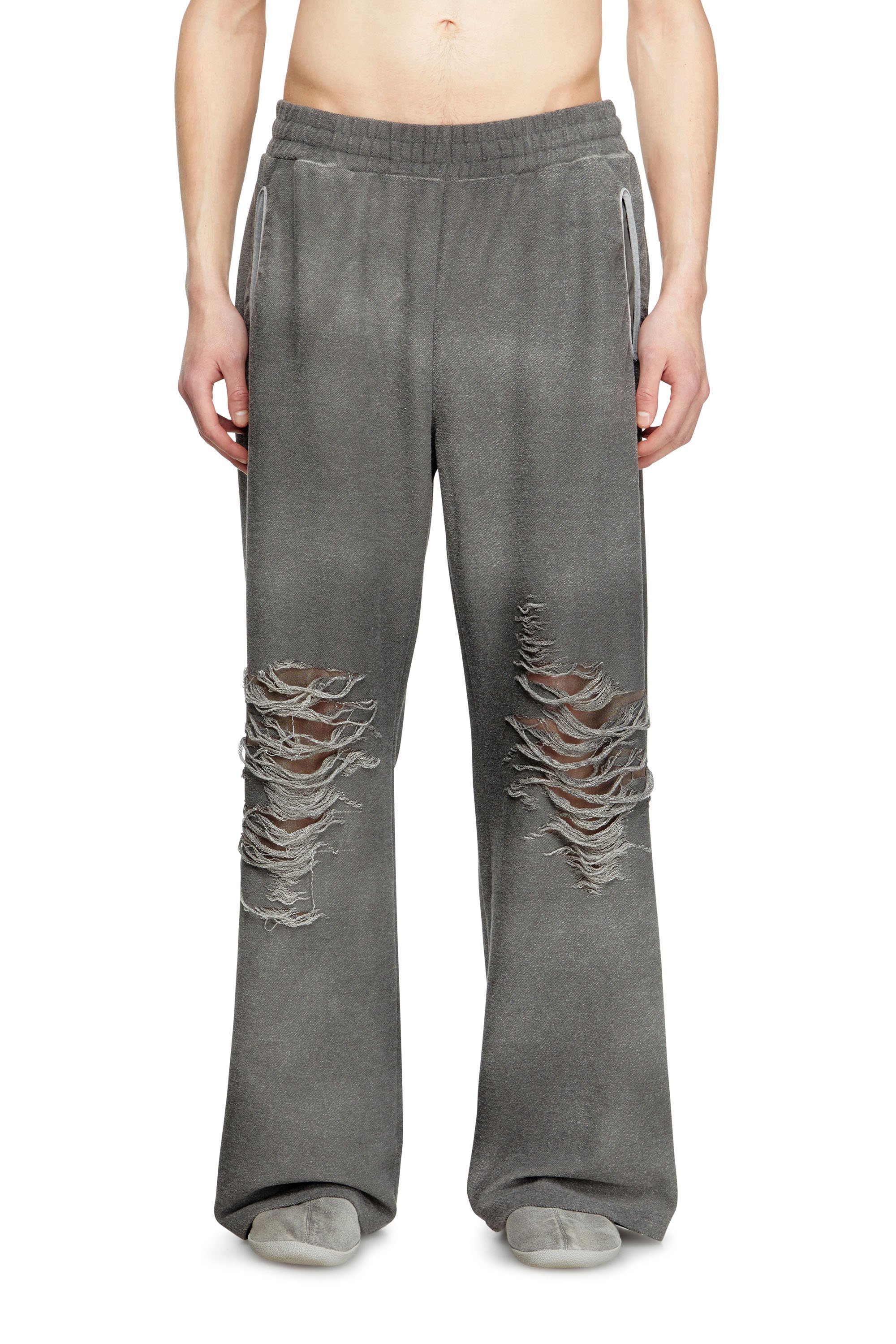 Diesel - P-PERCY, Male's Track pants with distressed front in グレー - 1