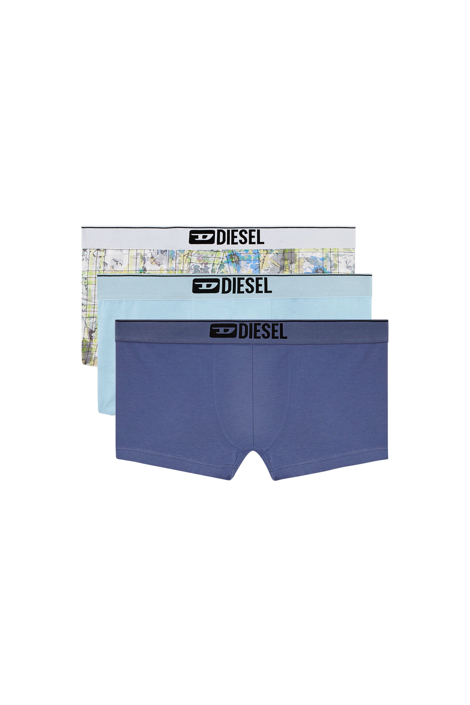 Diesel - DAMIEN-THREEPACK, Male's Three-pack boxer briefs with floral motif in ブルー/ホワイト - 1