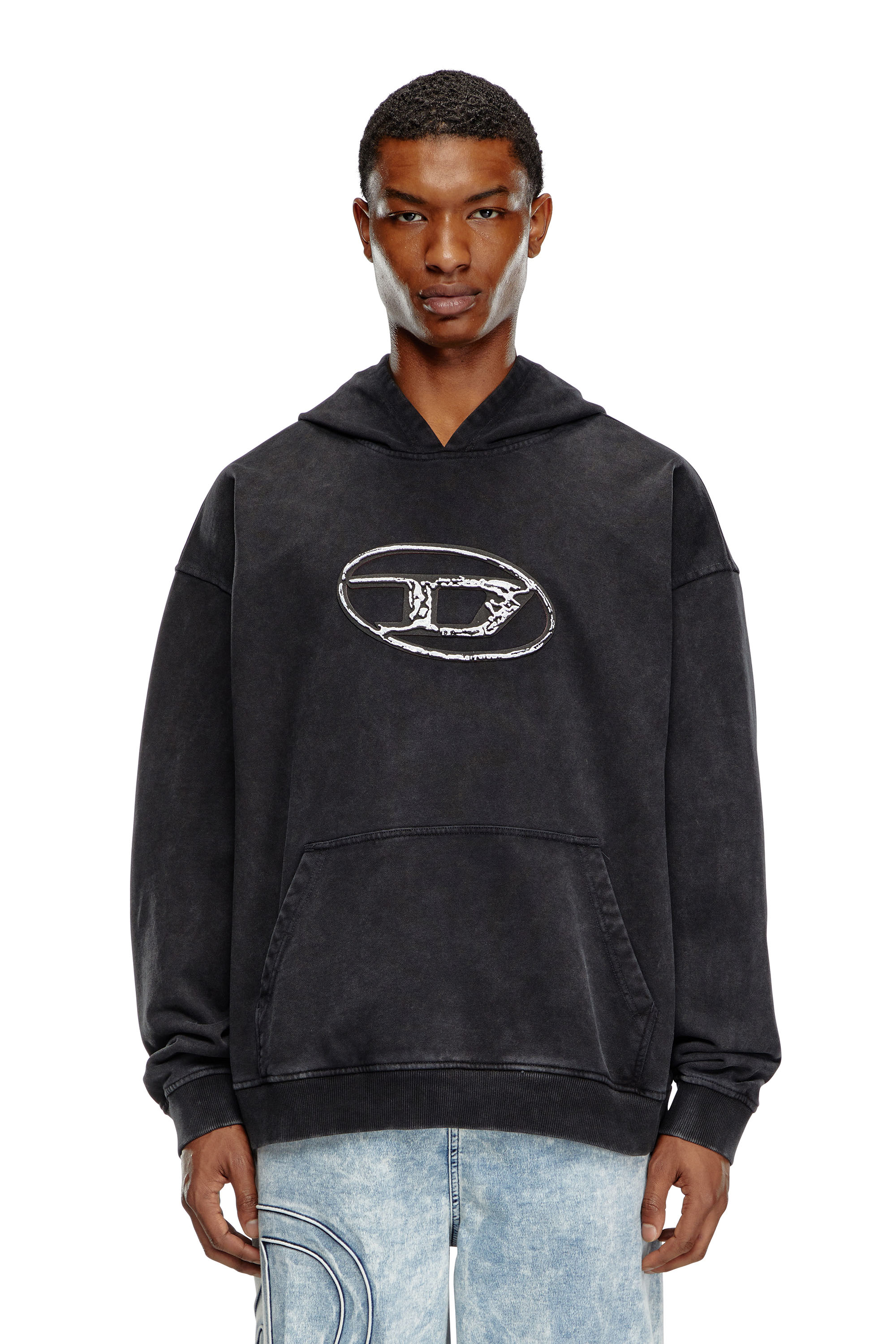 Diesel - S-BOXT-HOOD-Q7, Male's Hoodie with multi-layered logo print in ブラック - 1