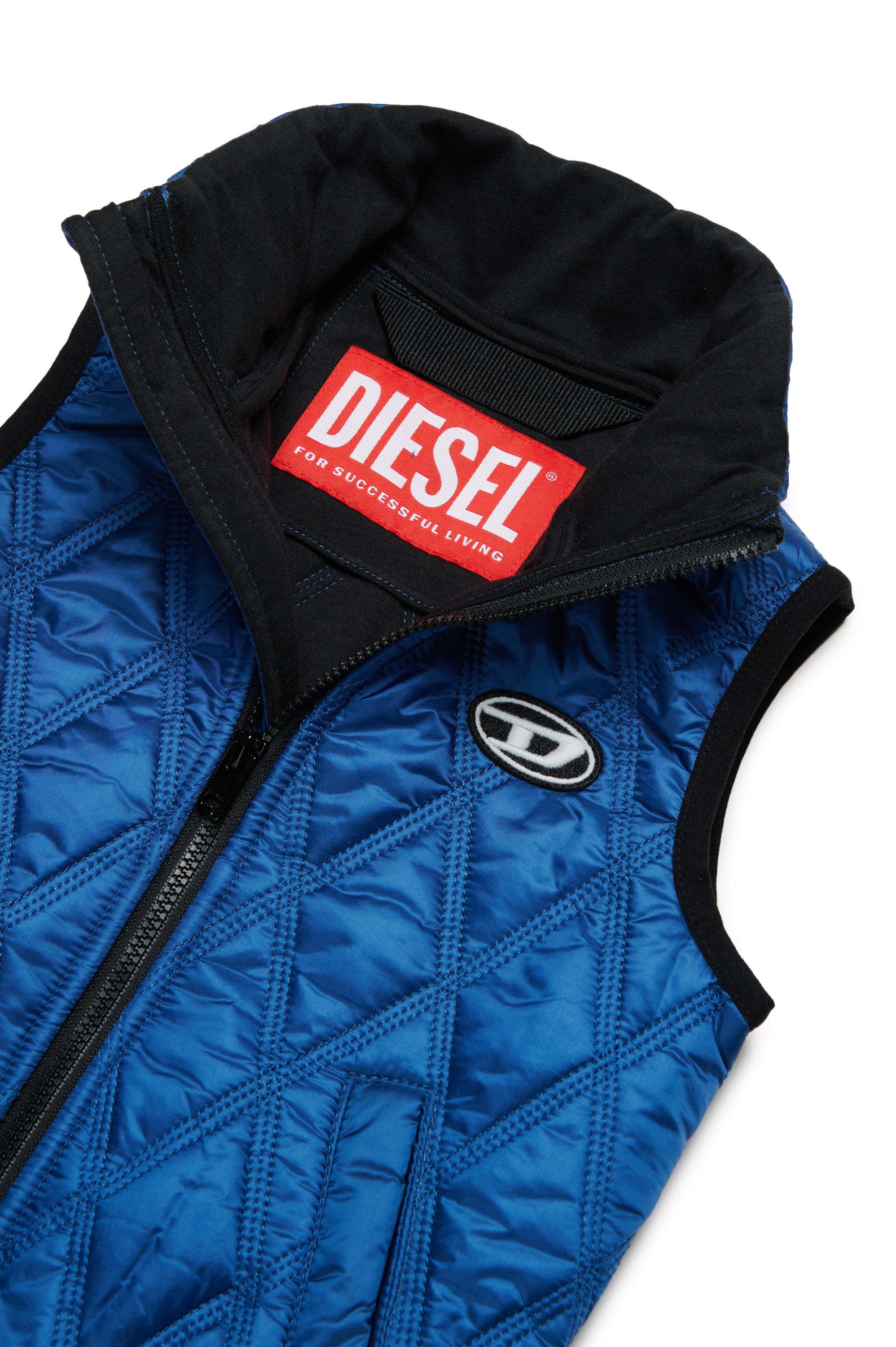 Diesel - JFOKKLOGONHB, Unisex Quilted vest with Oval D patch in ブルー - Image 3