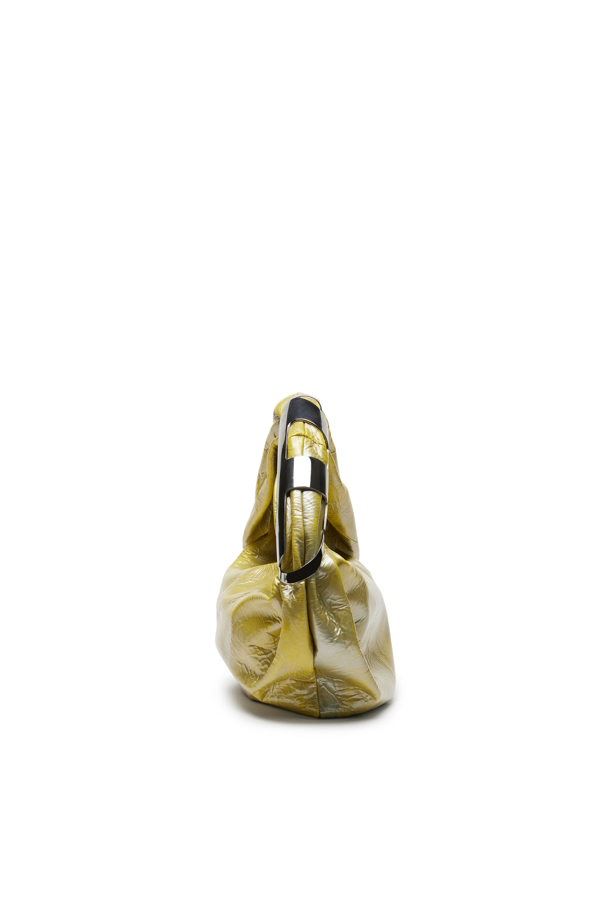 Diesel - GRAB-D HOBO S, Female Grab-D S-Hobo bag in metallic leather in イエロー - Image 3