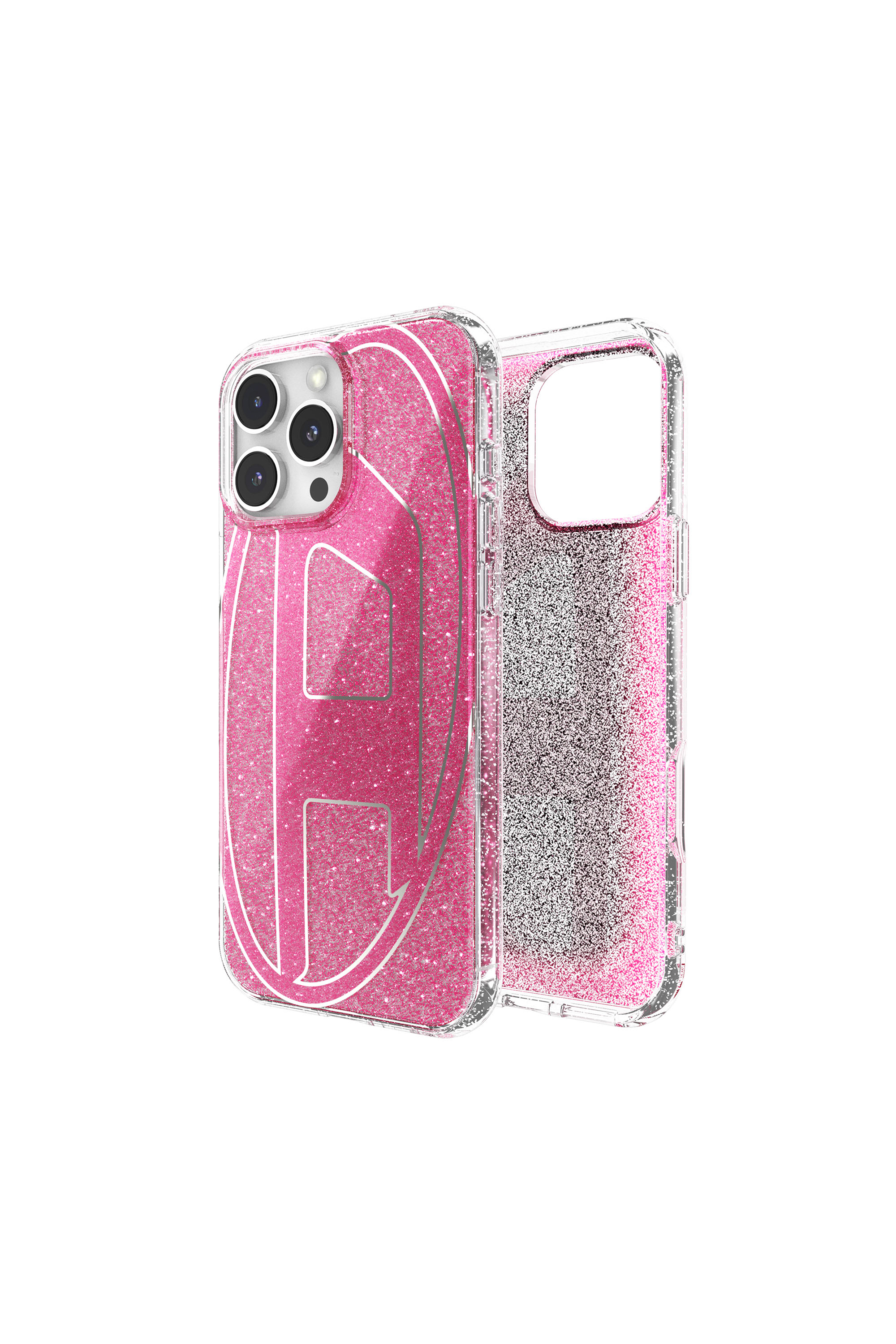 Diesel - 60158 AOP CASE, Unisex's Oval D Glitter Case for iP 16 Pro Max in ピンク / ホワイト - 1