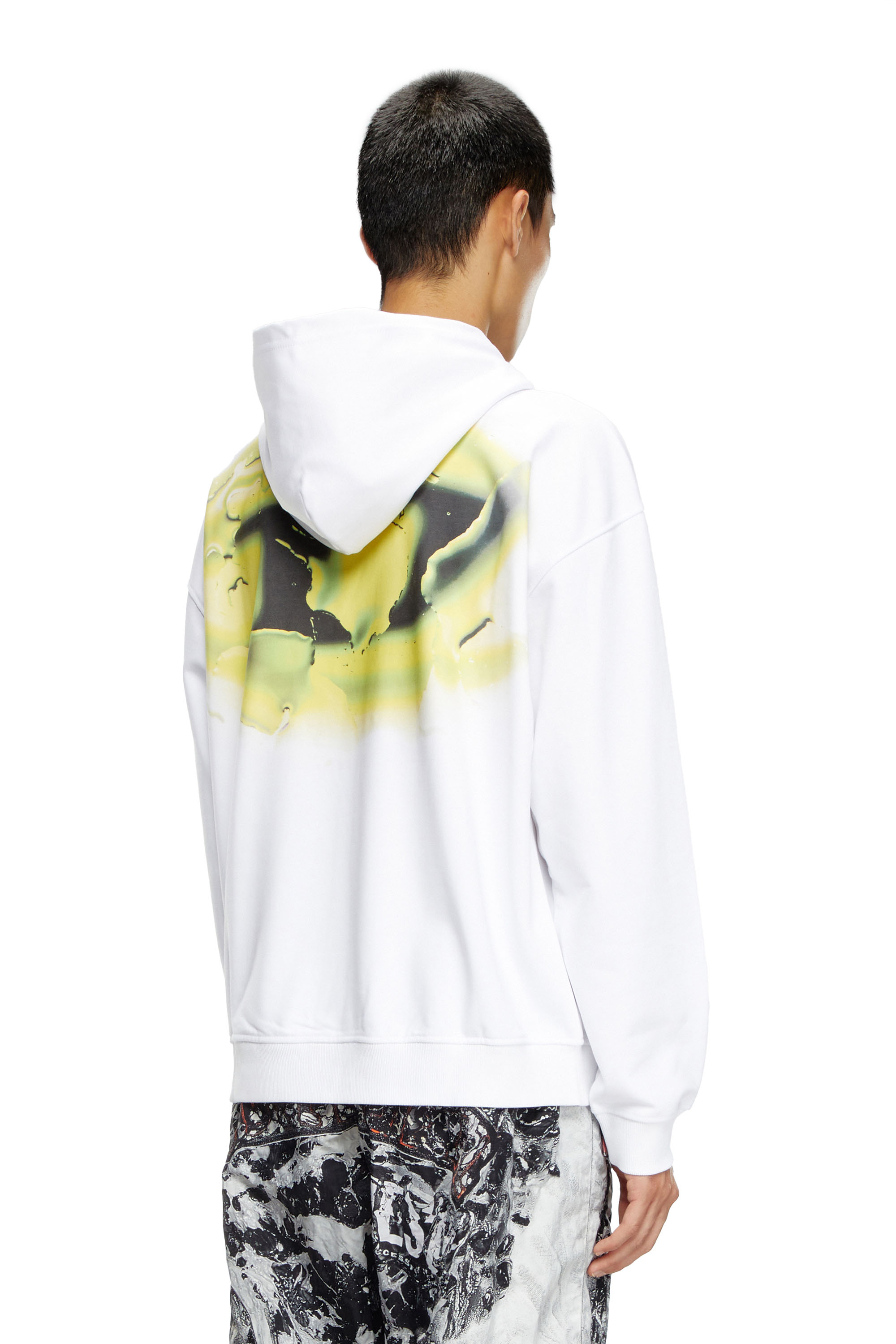 Diesel - S-BOXT-HOOD-K3, Male's Hoodie with water-effect logo print in ホワイト - 3