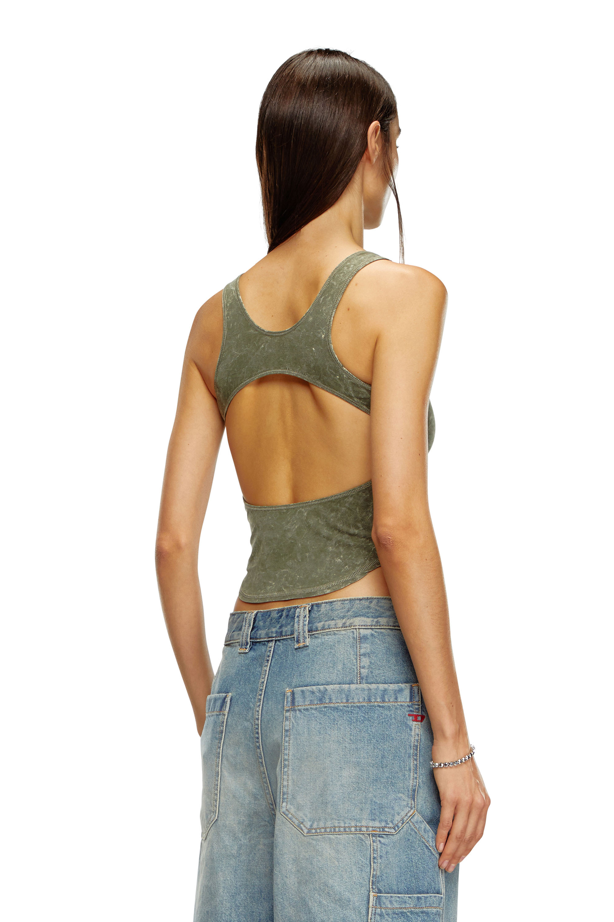 Diesel - T-AVENA-P1, Female Open-back top with marbled effect in グリーン - Image 4