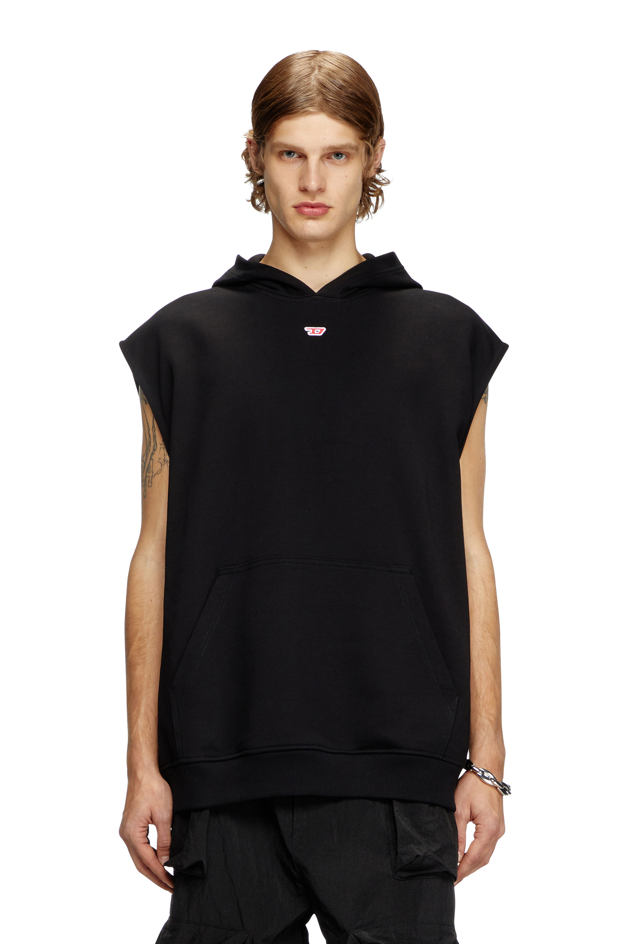 Diesel - S-BOXT-SL-D, Male's Sleeveless hoodie with D logo in ブラック - 1