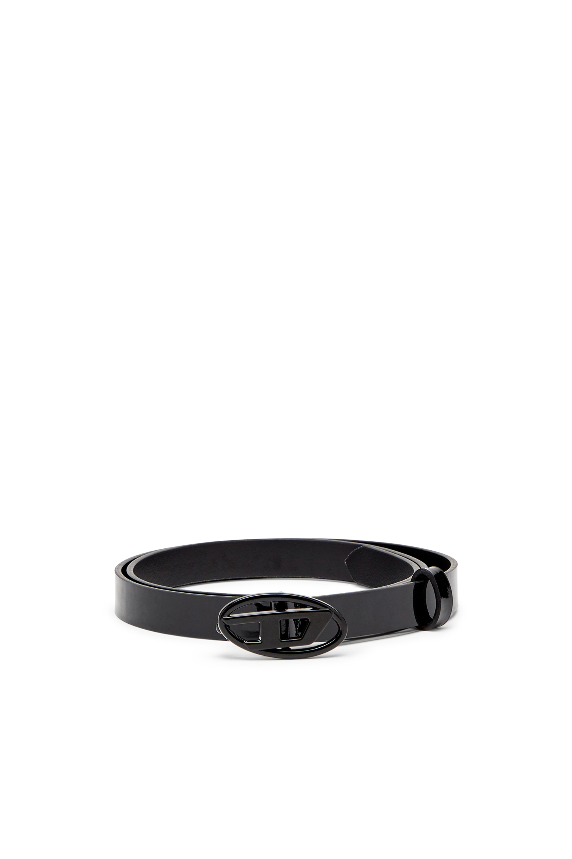 Diesel - B-PLAY 15, Female's Slim belt in glossy leather in ブラック - 1