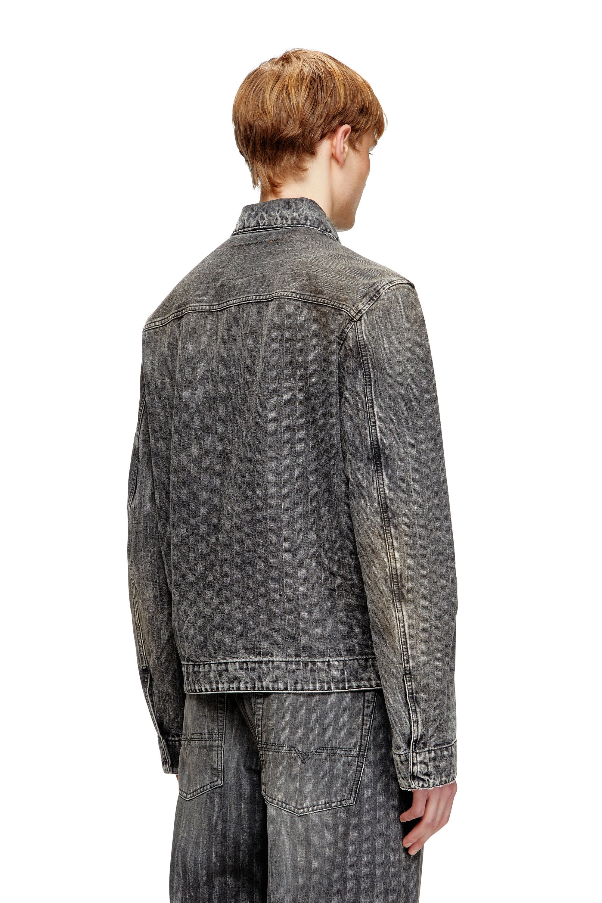 Diesel - D-ROHE, Male's Blouson jacket in herringbone denim in ブラック - 4