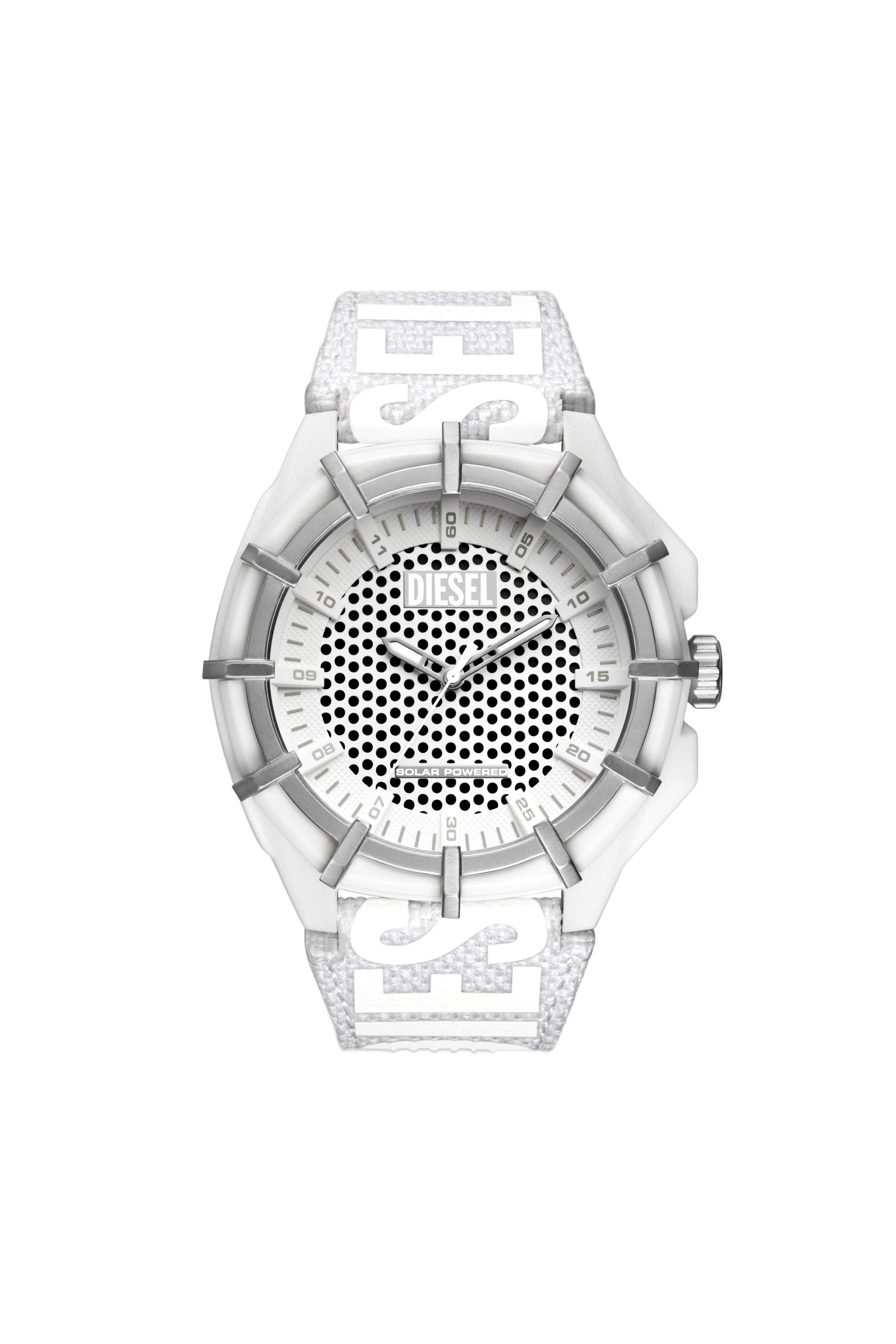 Diesel - DZ4664, Male Framed solar white textile watch in ホワイト - Image 1