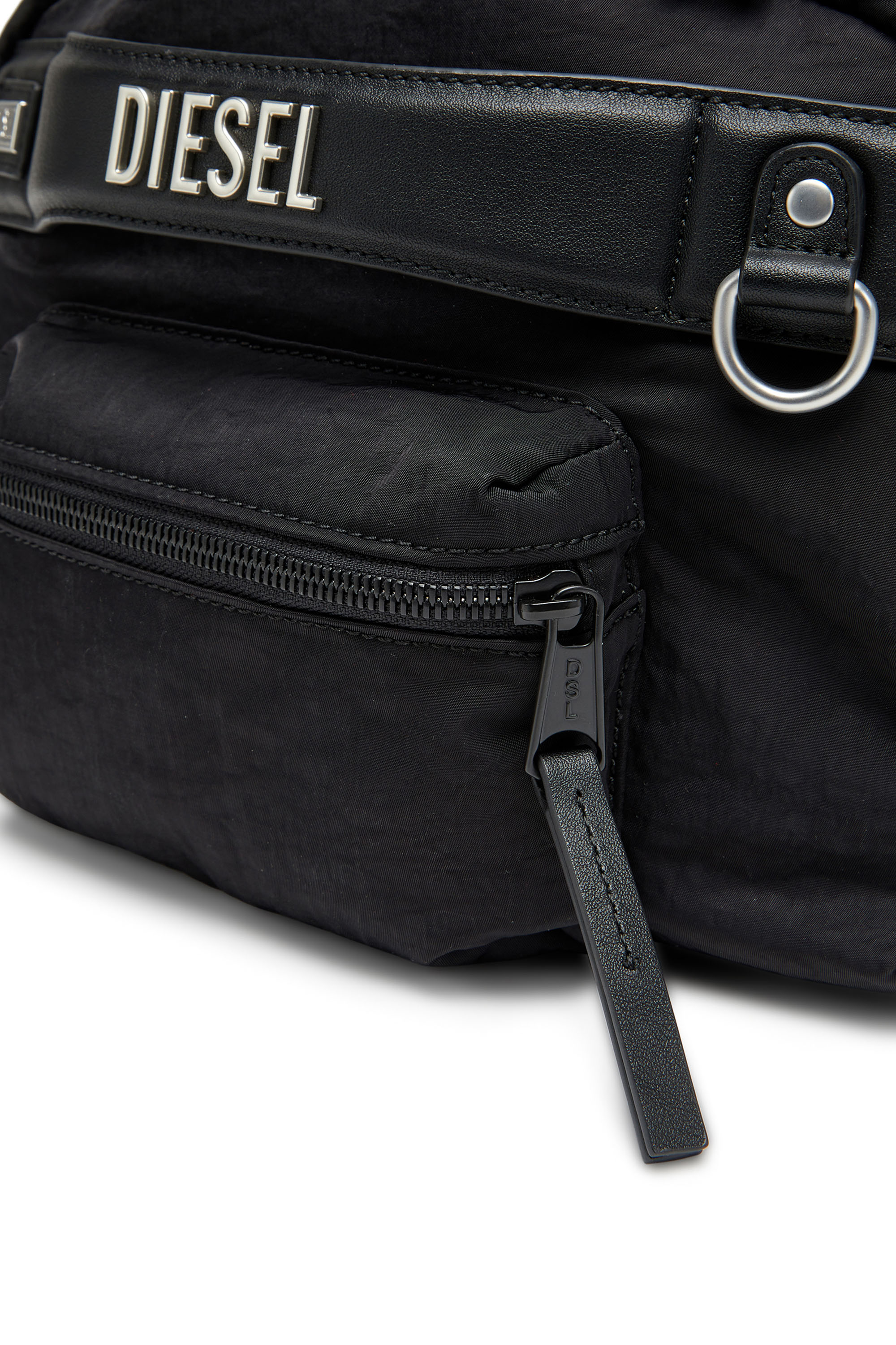 Diesel - LOGOS TOP HANDLE, Unisex Logos-Handbag in recycled nylon in ブラック - Image 5