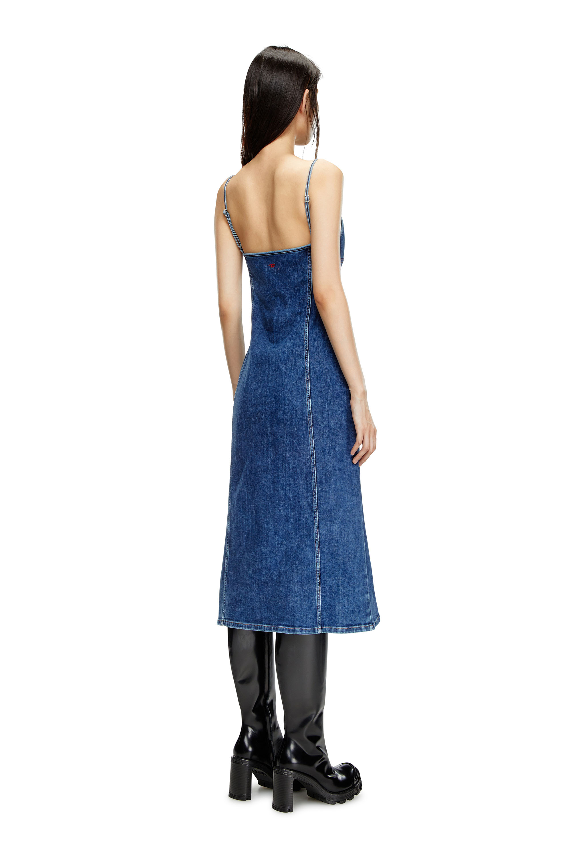 Diesel - DE-FULVY-DRESS-D, Female Strappy midi dress in denim in ブルー - Image 2