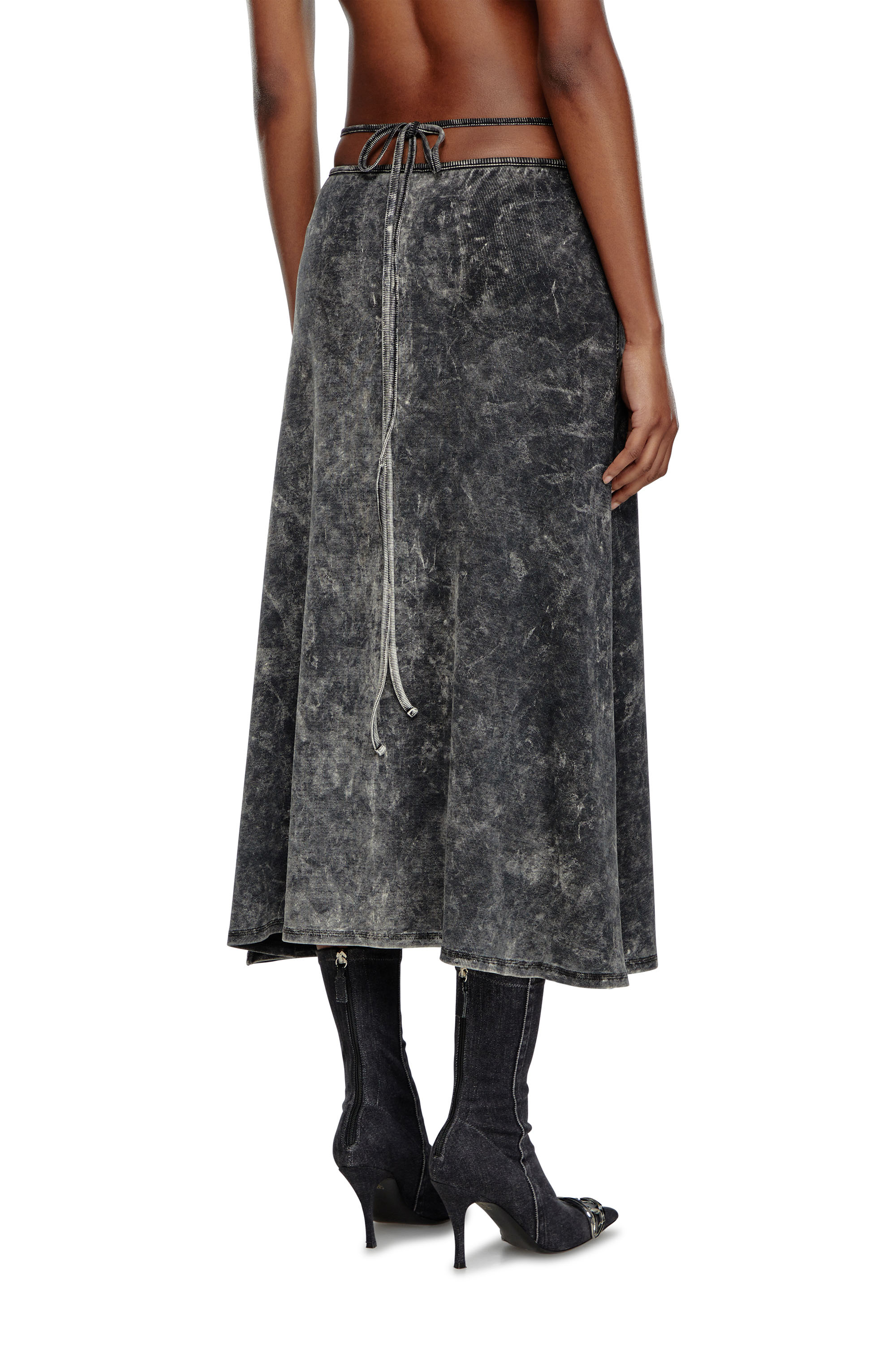 Diesel - O-ROSSI, Female's Marbled midi skirt with wrap-around ties in ダークグレー - 4