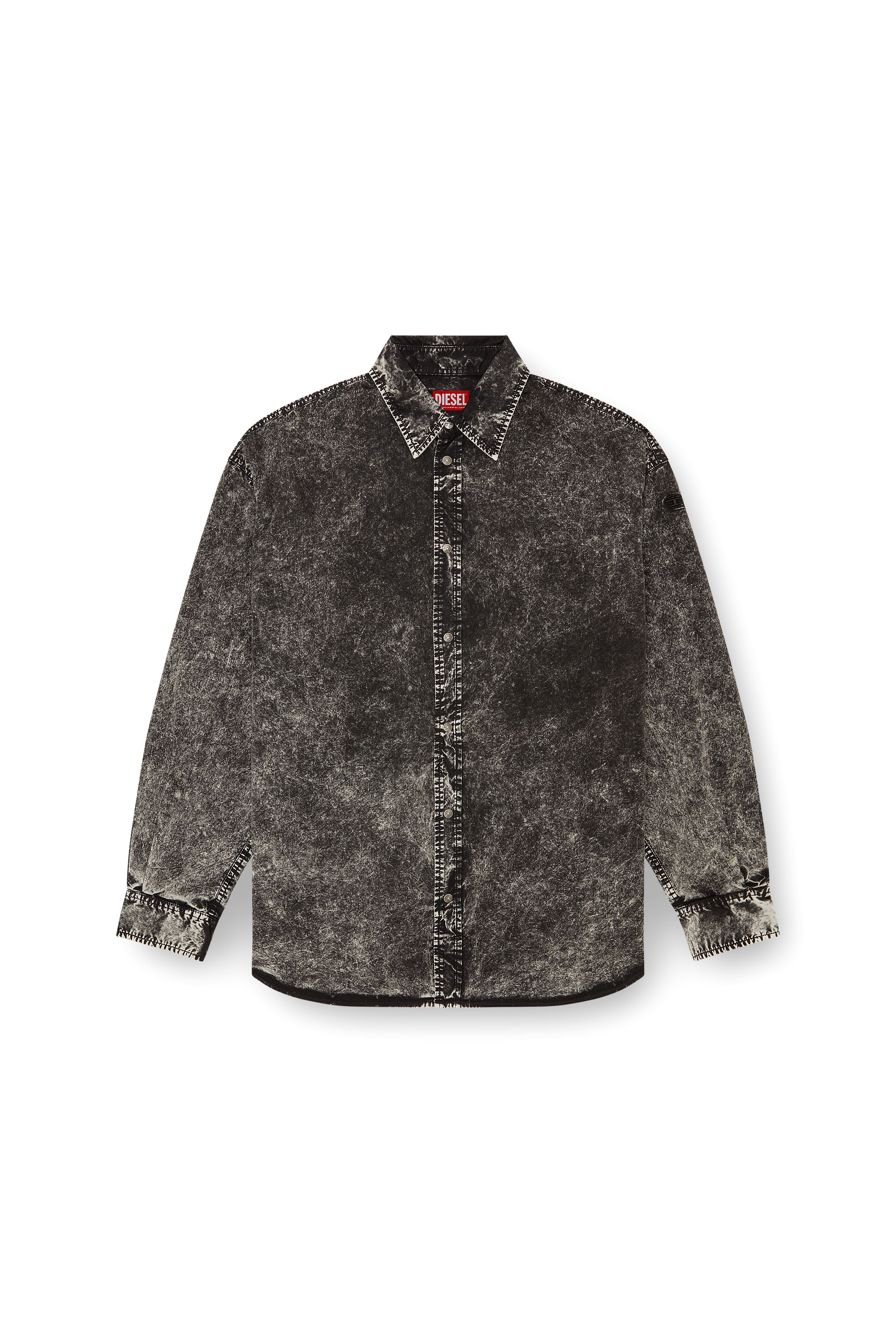 Diesel - S-VEKEN, Male Shirt in marbled cotton in ブラック - Image 3