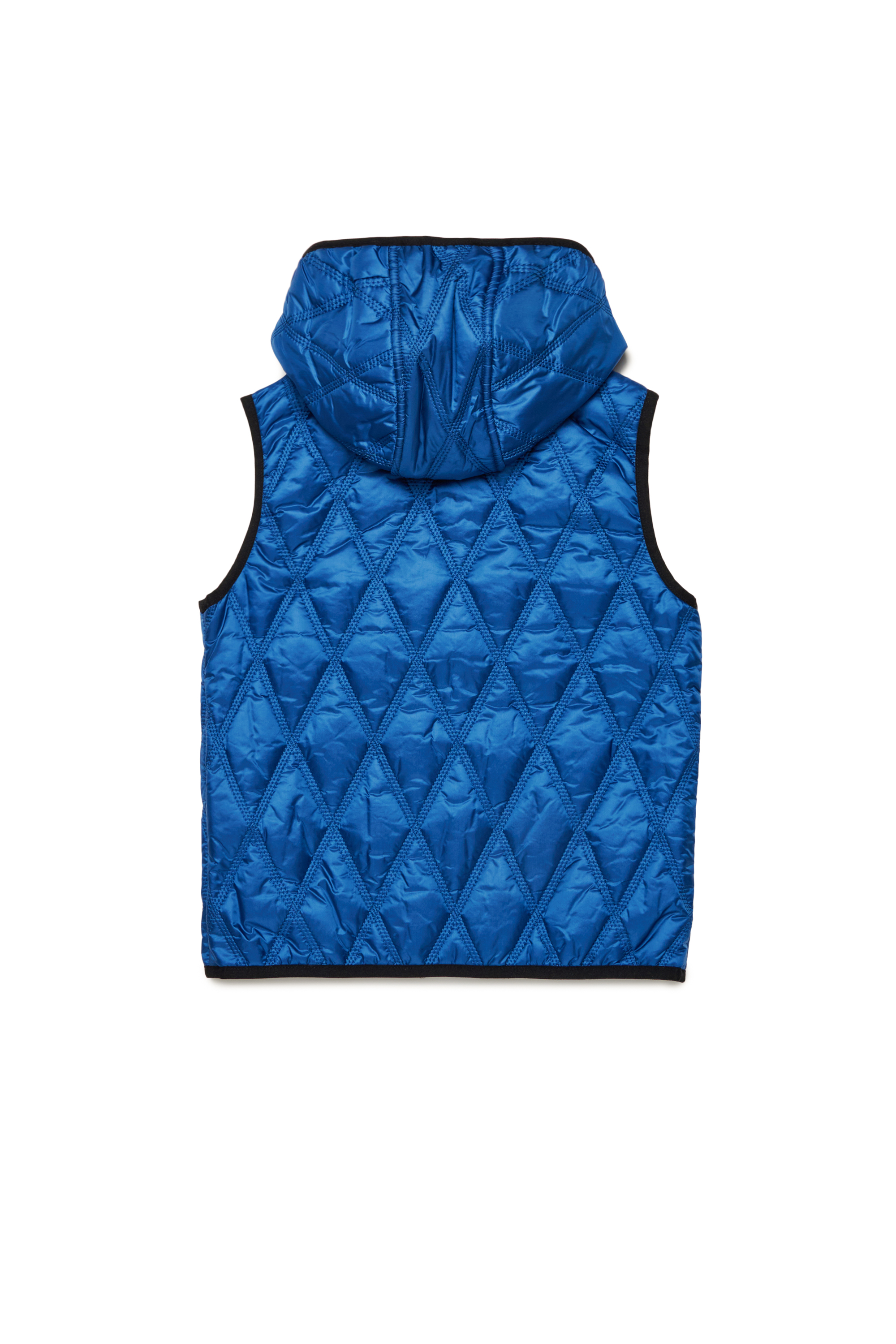 Diesel - JFOKKLOGO, Unisex Hooded quilted nylon vest in ブルー - Image 2