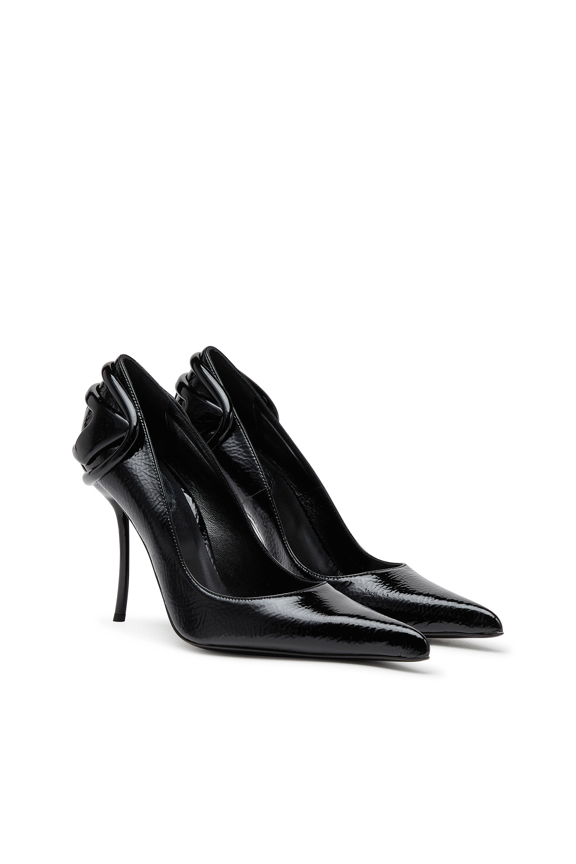 Diesel - D-TEN&HALF P, Female's D-Ten&Half-Glossy pumps with curved heel in ブラック - 2