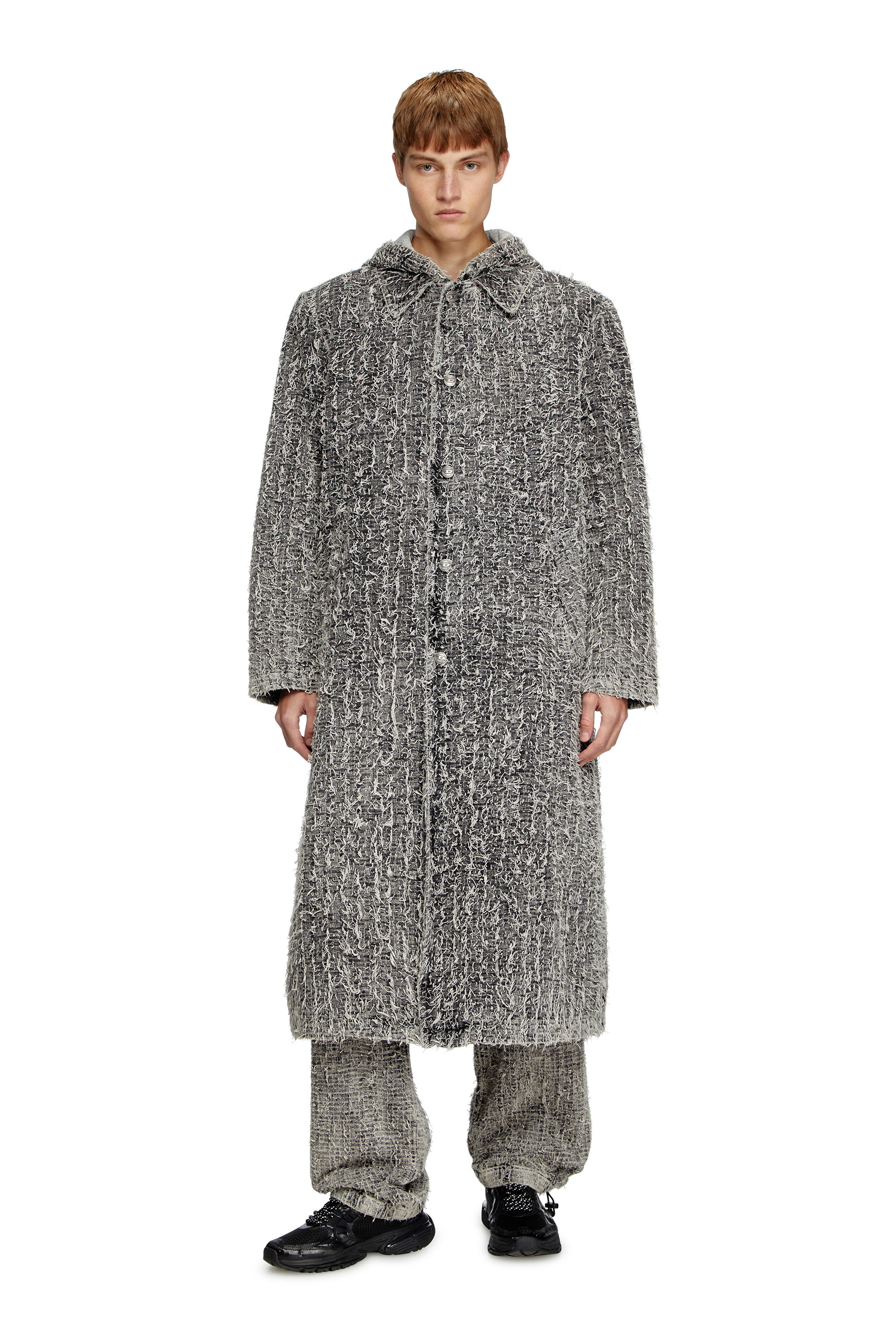 Diesel - D-JACK-S, Unisex's Hooded coat in bouclé denim in ライトグレー - 2