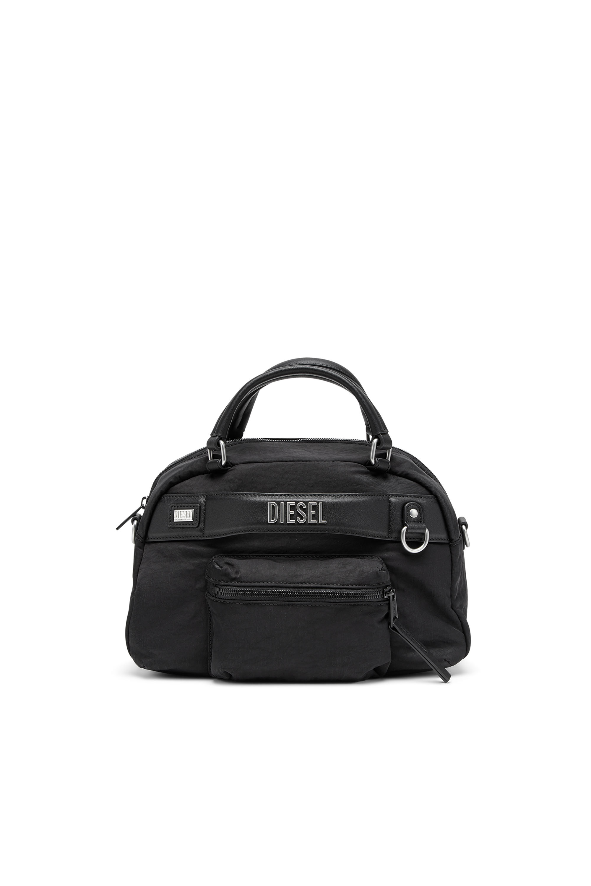 Diesel - LOGOS TOP HANDLE, Unisex Logos-Handbag in recycled nylon in ブラック - Image 1