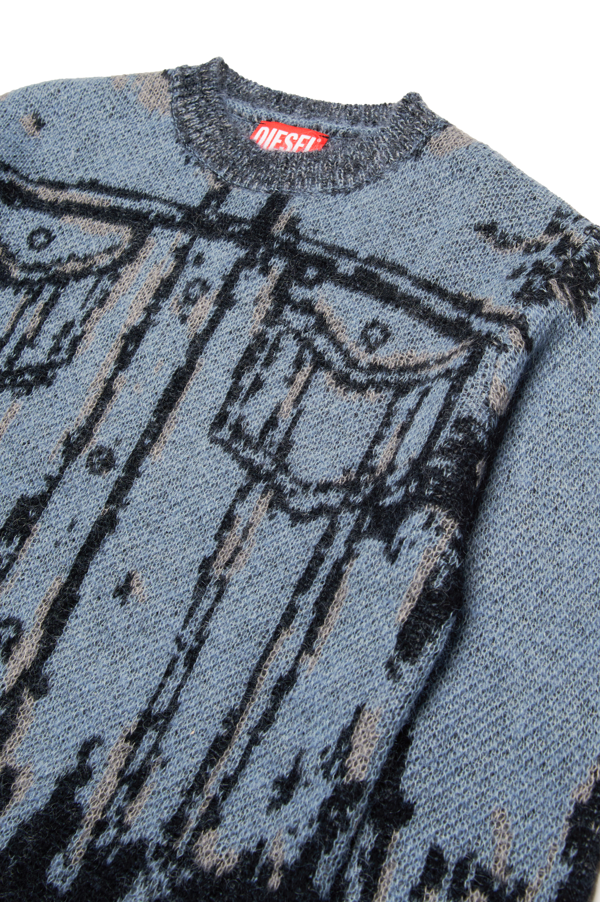 Diesel - KPATMOS OVER, Male's Jumper with trompe l'oeil effect in ブルー/ブラック - 3