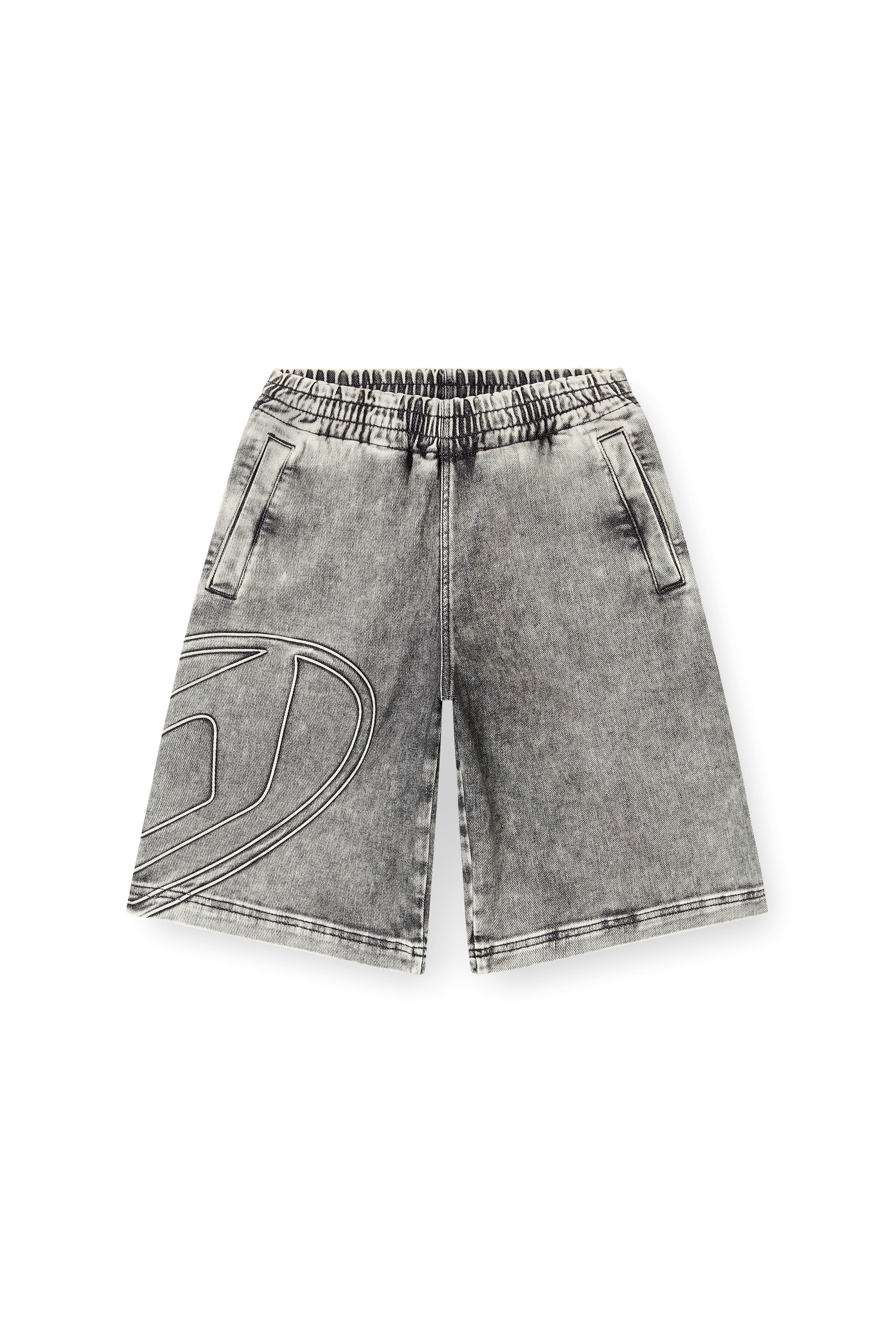 Diesel - D-ENNY-S TRACK, Unisex's Track Denim bermudas with Oval D in グレー - 3