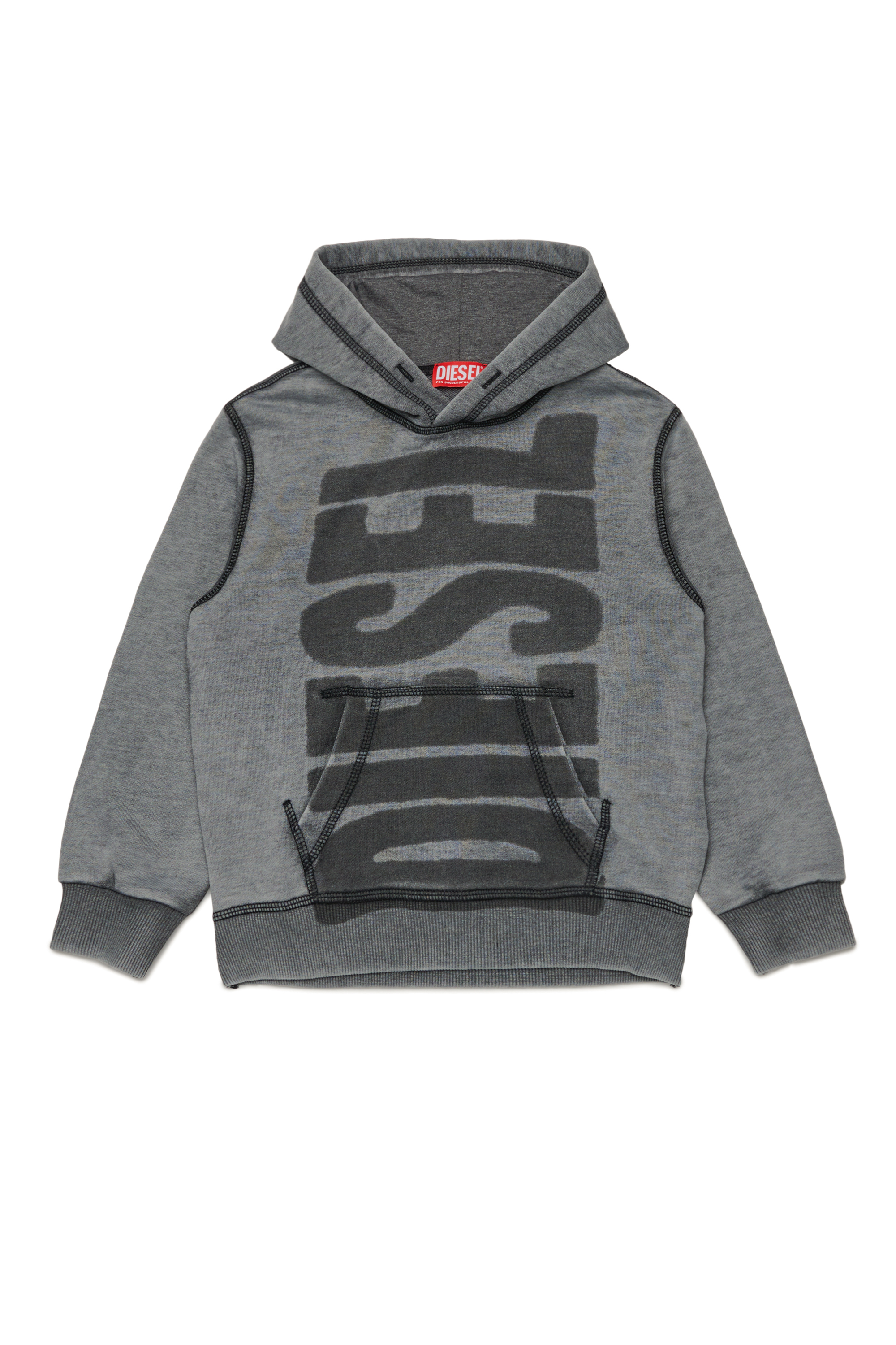 Diesel - SGINNHOODL1 OVER, Male's Burnout hoodie with logo in ブラック - 1