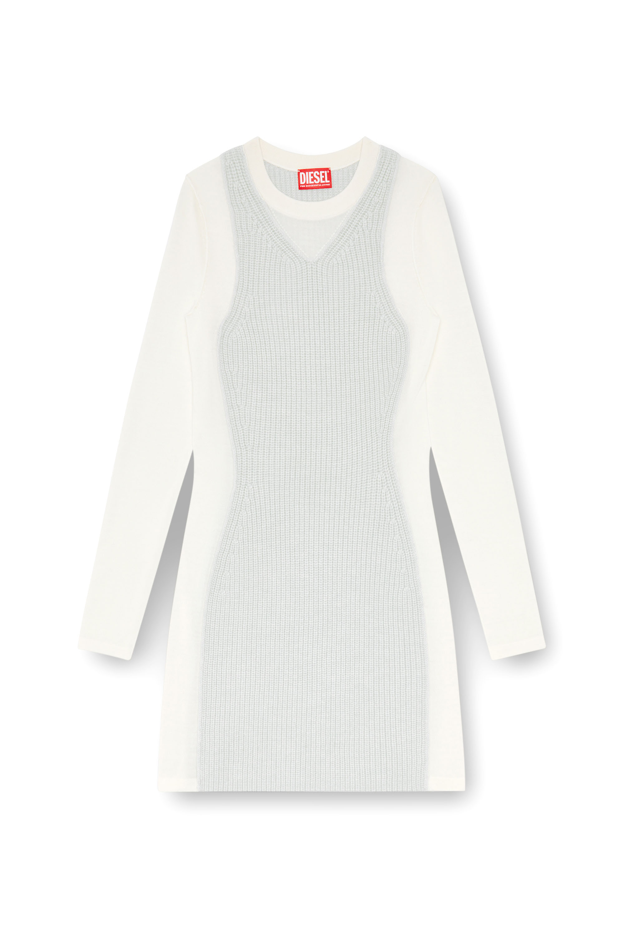 Diesel - M-ARENA, Female Short knit dress with layered effect in ホワイト - Image 4