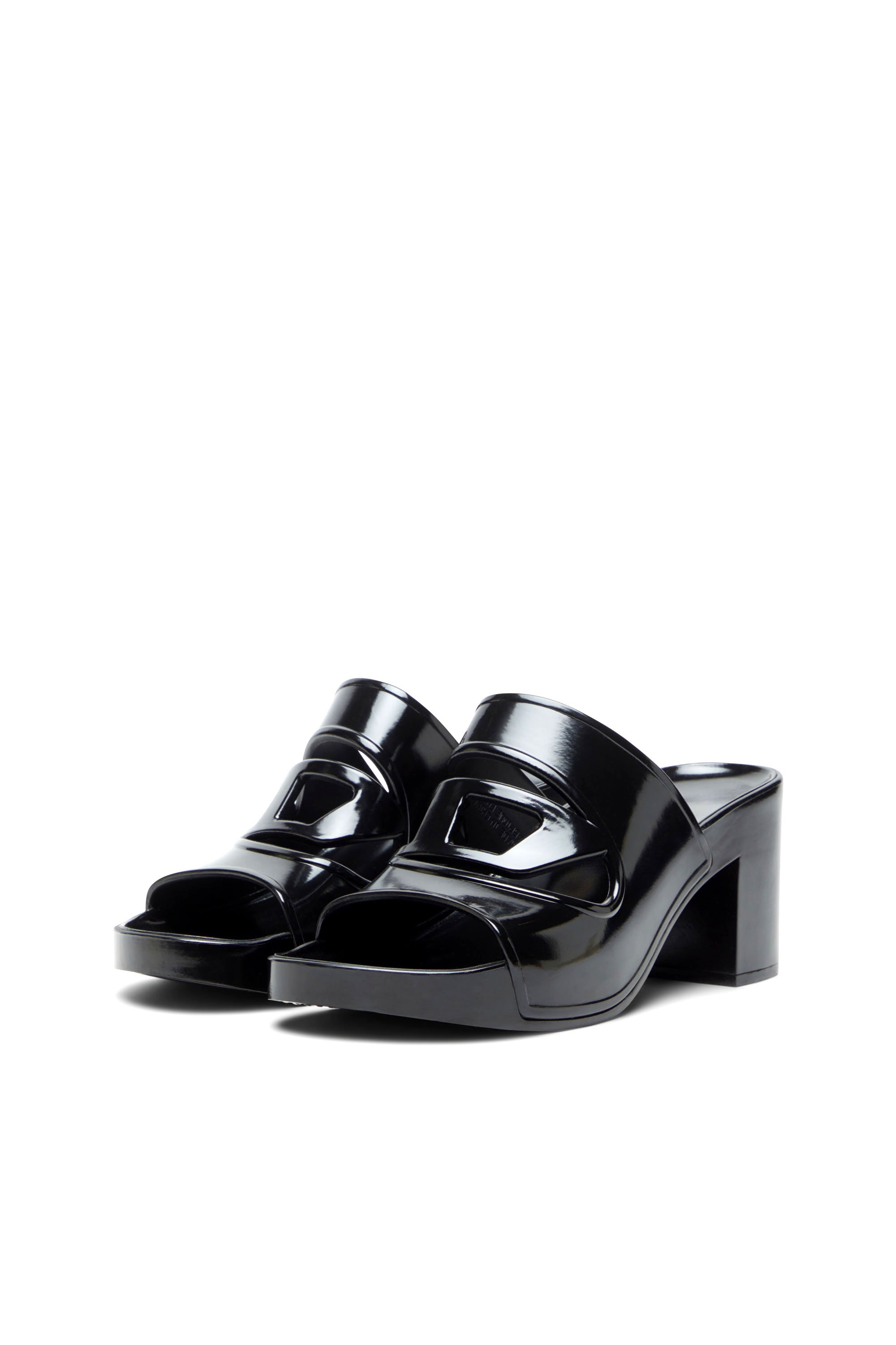 Diesel - SA-BONNIE, Female's Sa-Bonnie-Heeled rubber slides with cut-out logo in ブラック - 8