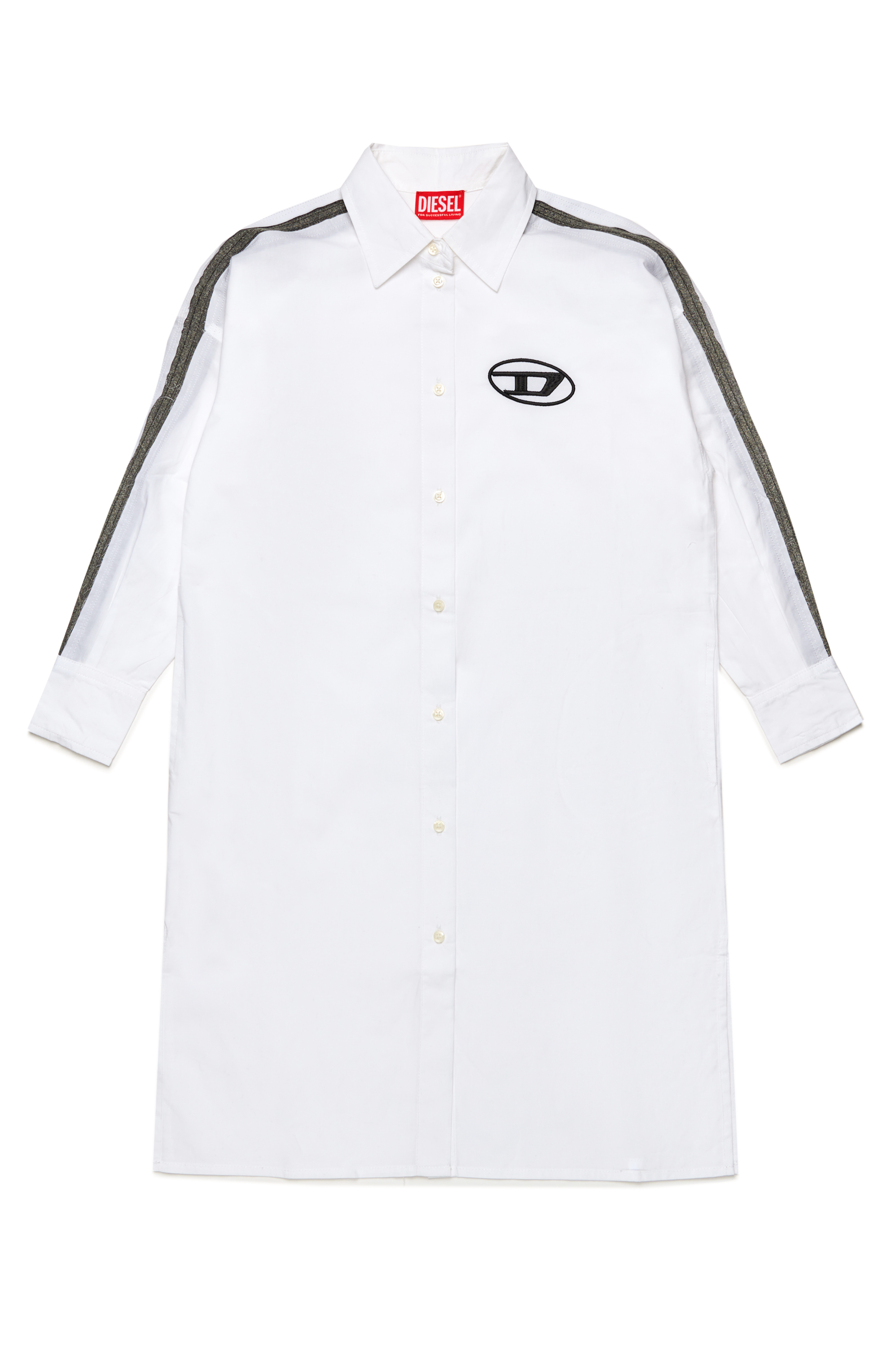 Diesel - DLUN, Female Shirt dress with denim bands in ホワイト - Image 1