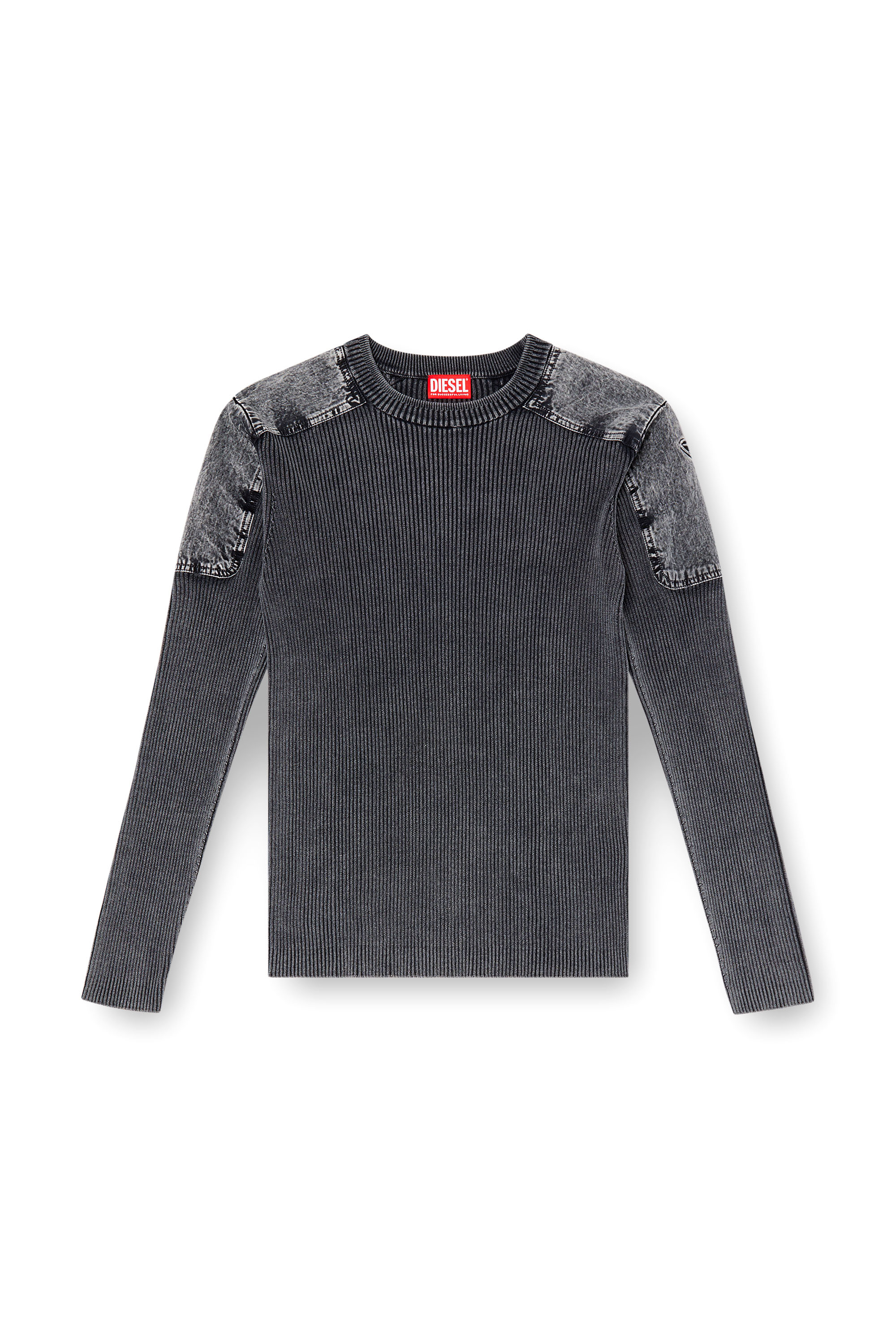 Diesel - K-MARTIN, Male's Jumper with contrast shoulder panels in ダークグレー - 3