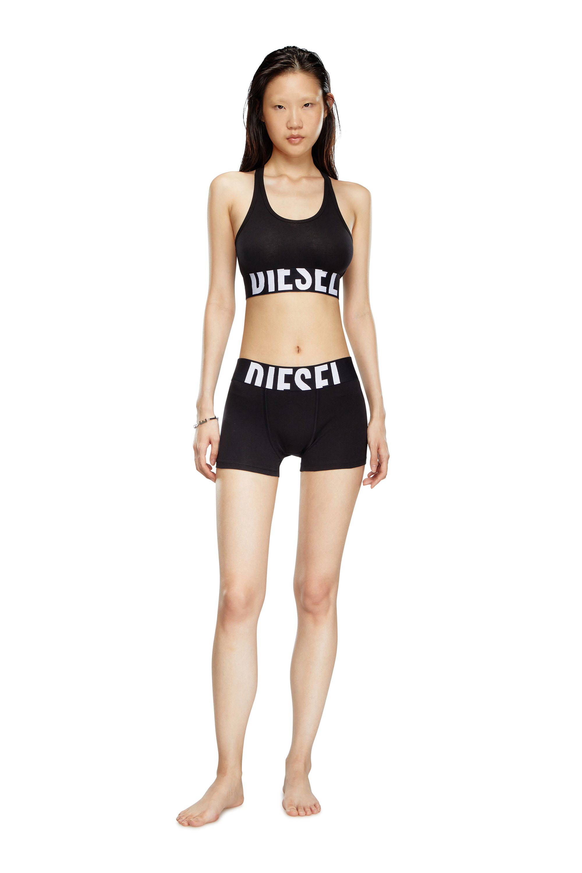 Diesel - UFSB-COTTON-RACE-BRALETTE-XL, Female's Sports bra with cut-off logo in ブラック - 2