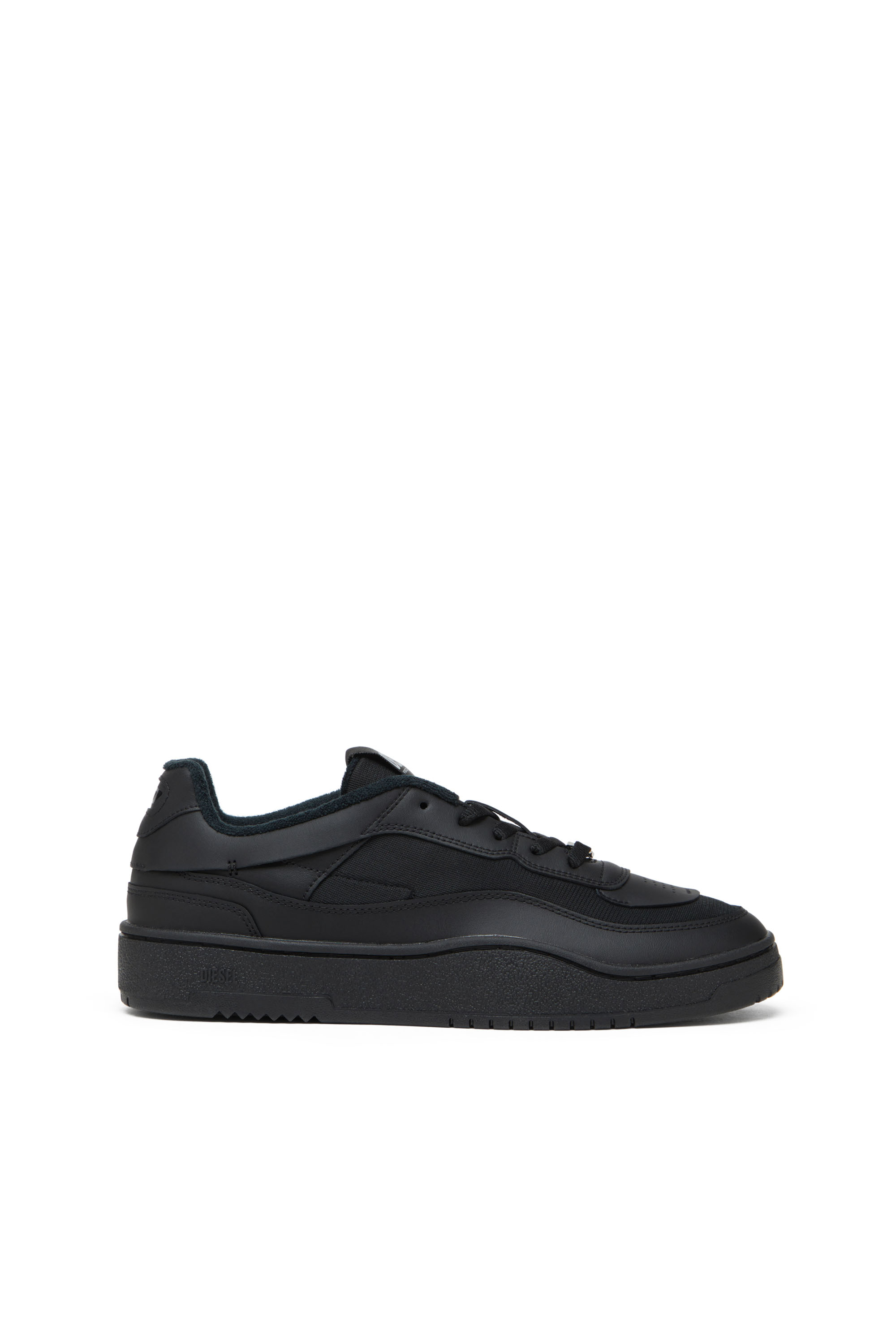 Diesel - S-OVAL SKATE LOW, Male's Fabric-panelled leather sneakers in ブラック - 1