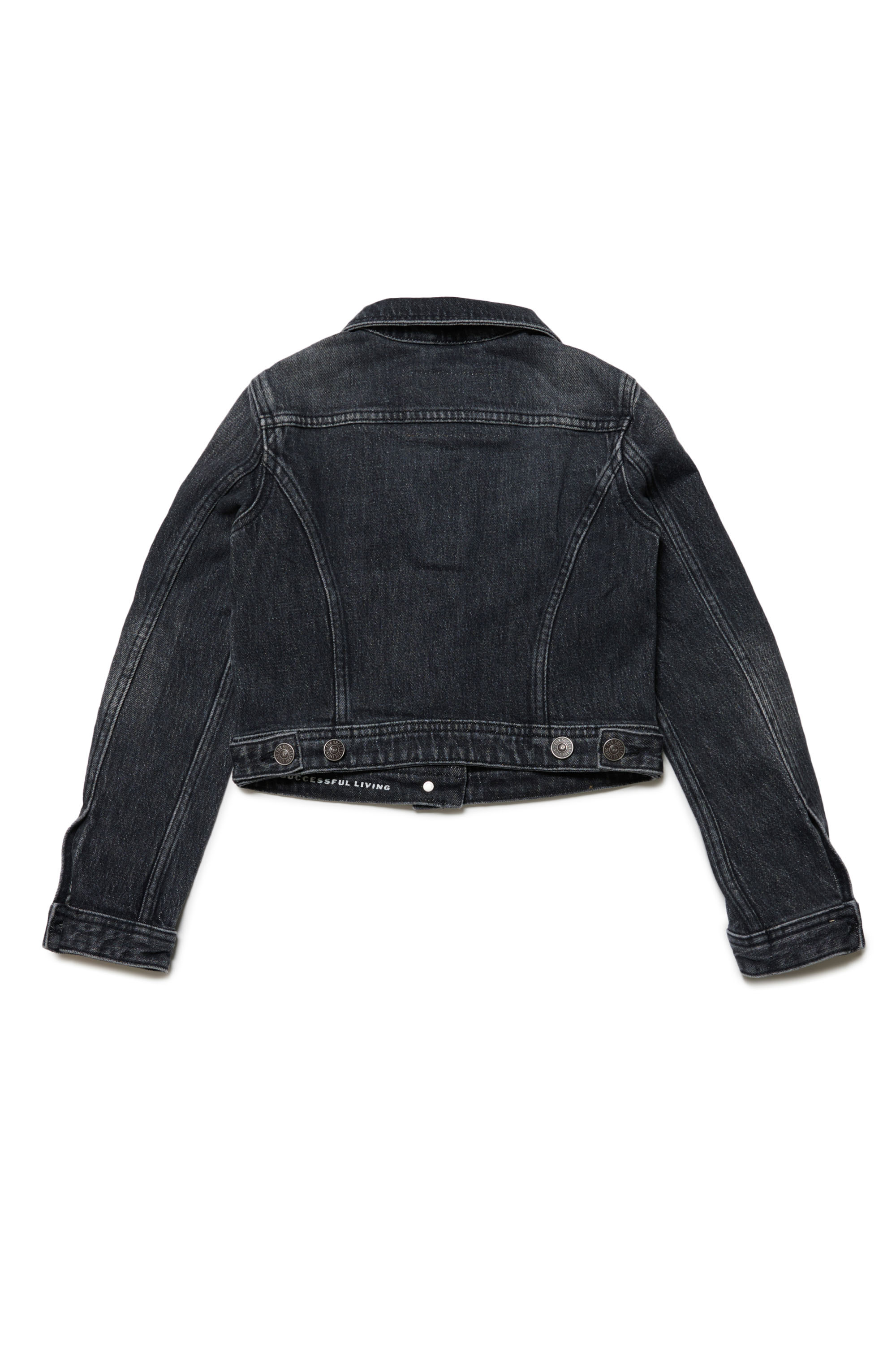 Diesel - JSLIMMY-S2-J, Female's Trucker jacket with Oval D plaque in ブラック/ダークグレー - 2