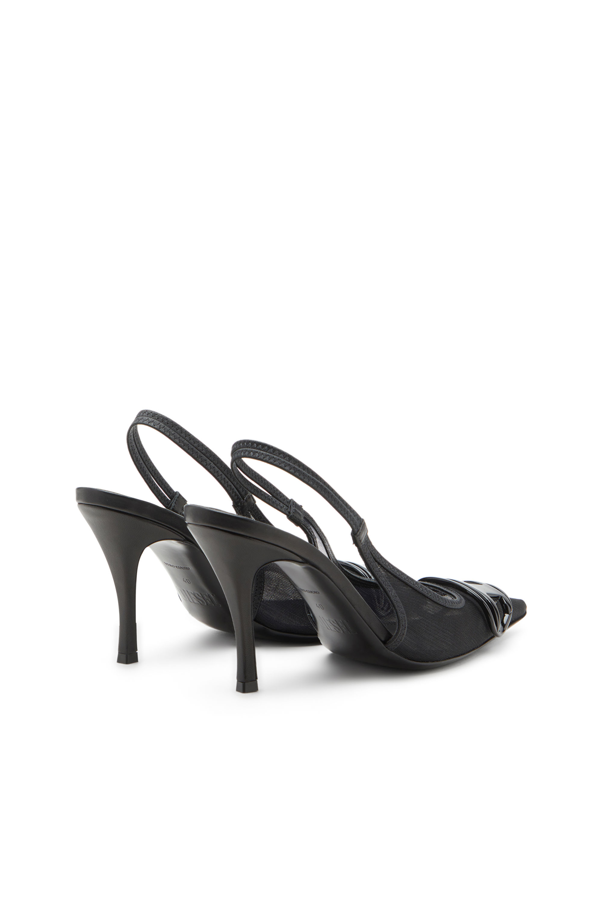 Diesel - D-VENUS SB, Female's Slingback pumps in leather-trimmed mesh in ブラック - 3