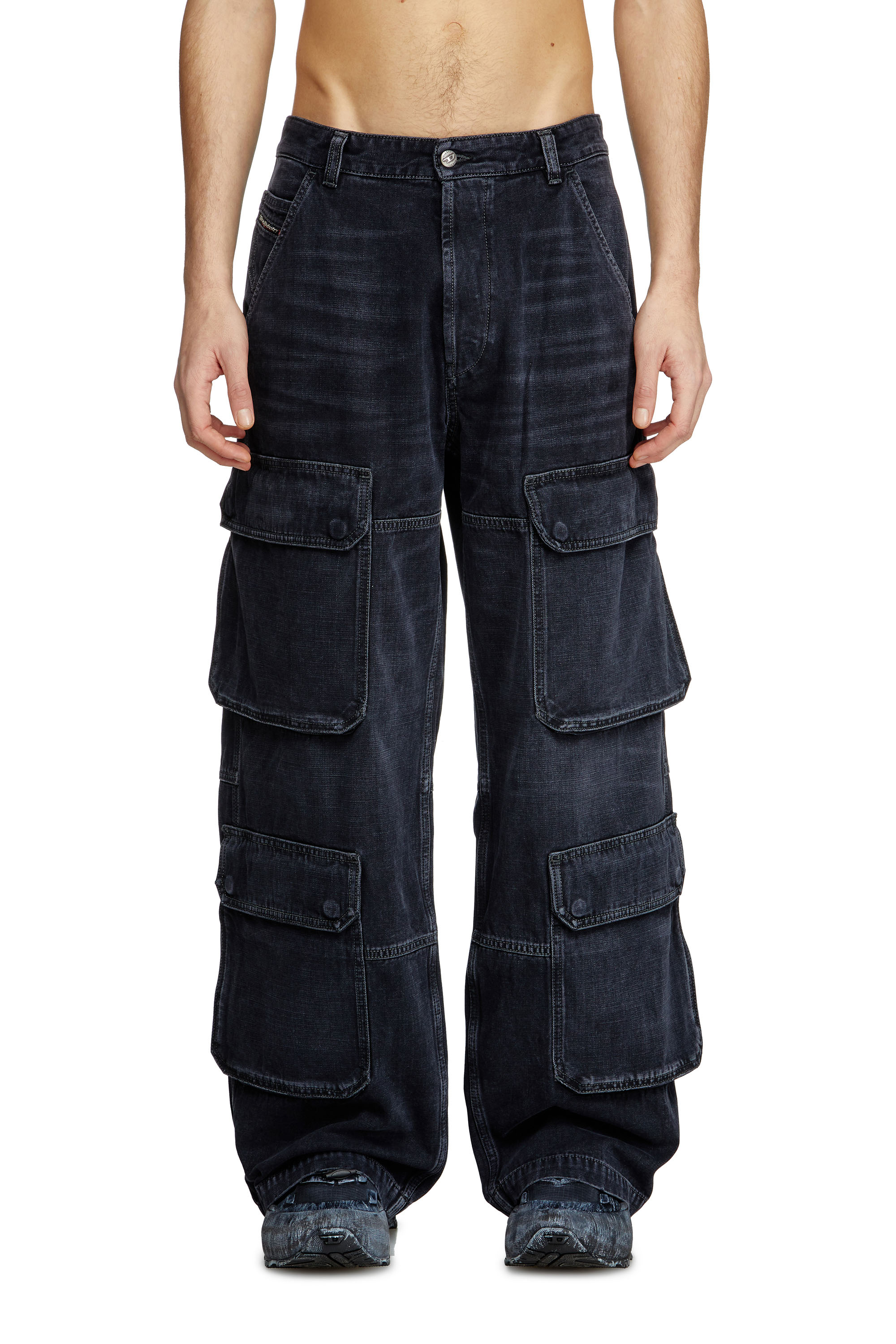 Diesel - Male's Relaxed Jeans D-Touch 007Z9, ブラック/ダークグレー - 1