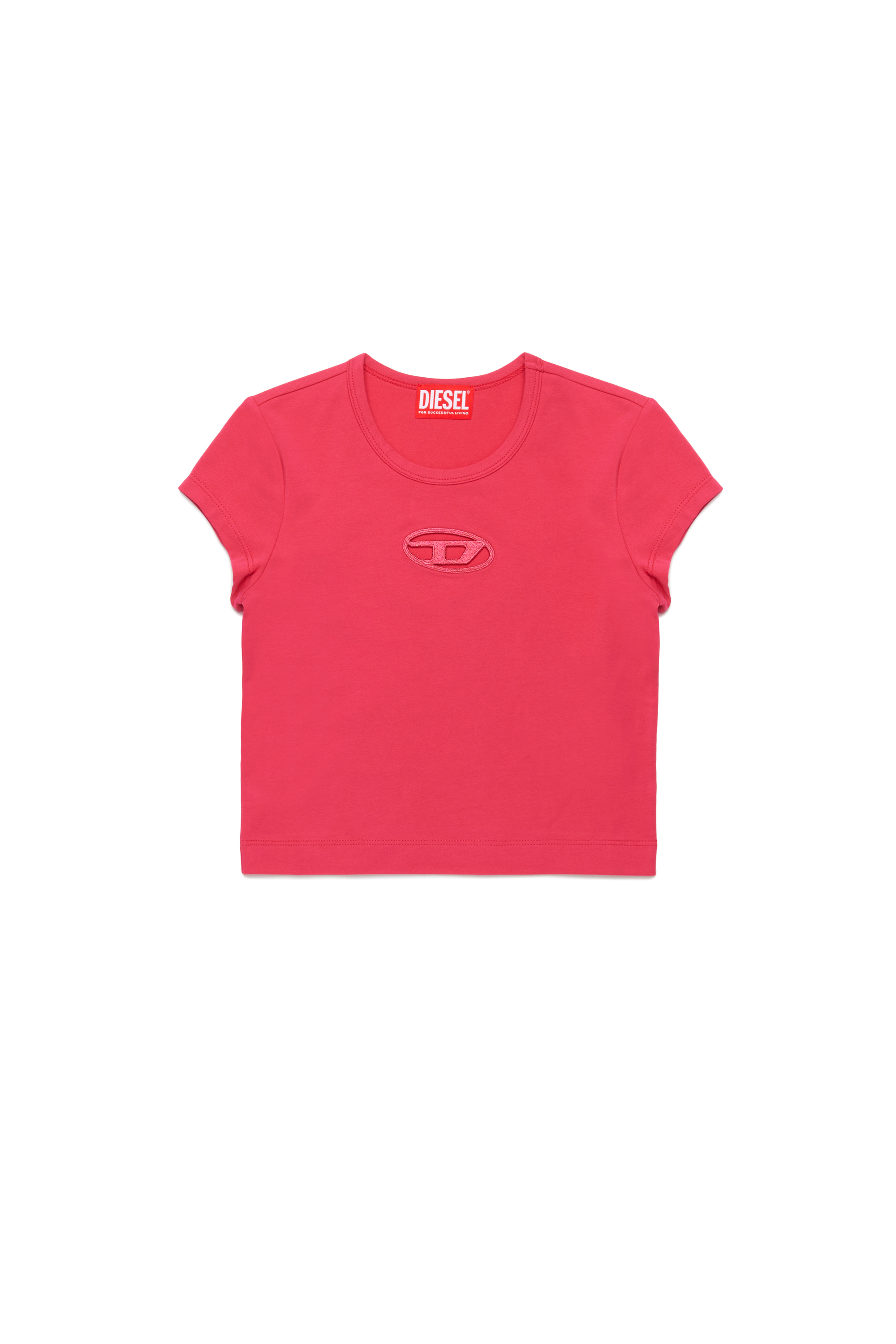 Diesel - TANGIE, Female's T-shirt with cut-out Oval D logo in ピンク / ホワイト - 1