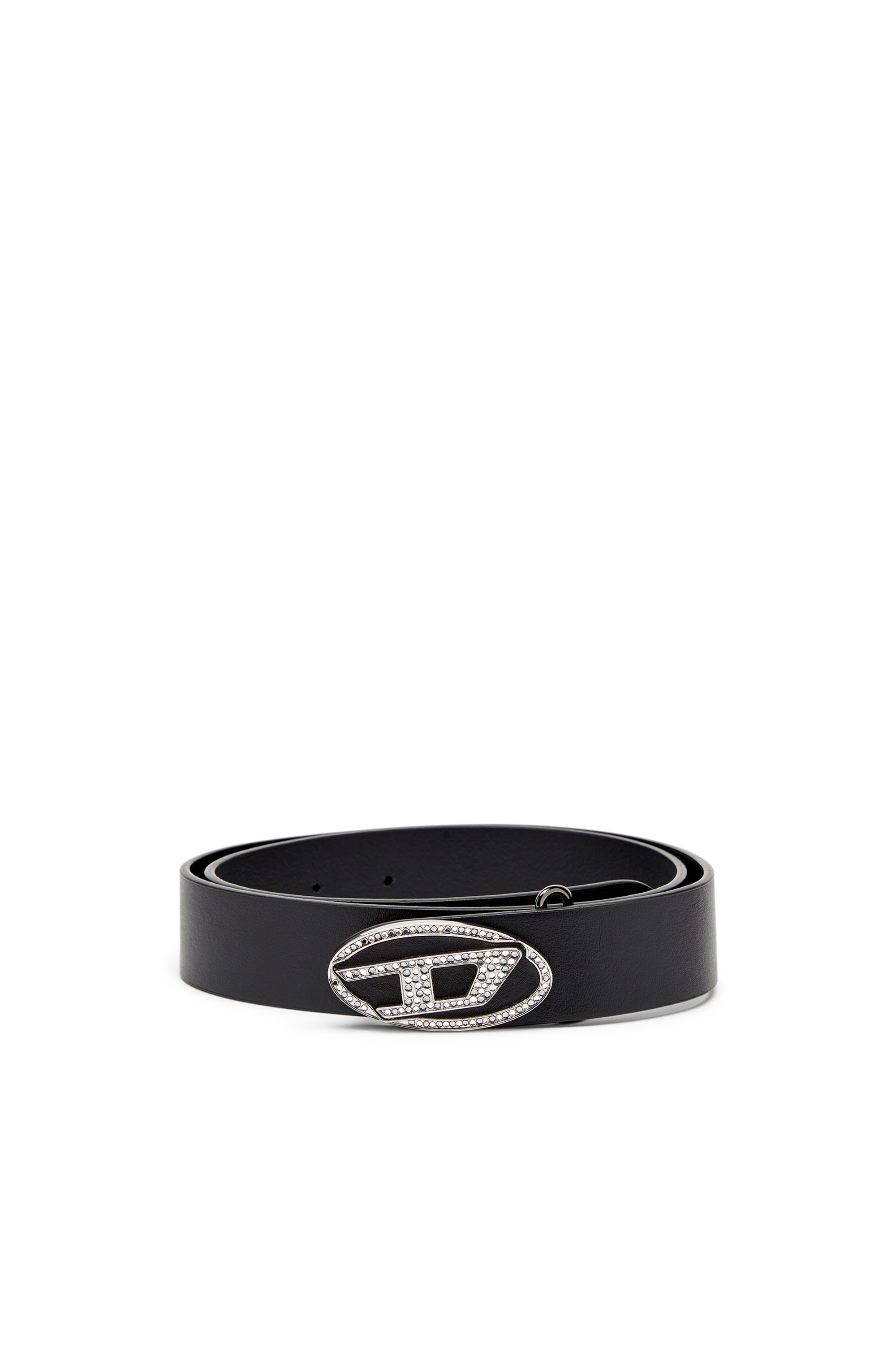 Diesel - B-1DR-LAYER STRASS, Female's Leather belt with crystal buckle in ブラック - 1