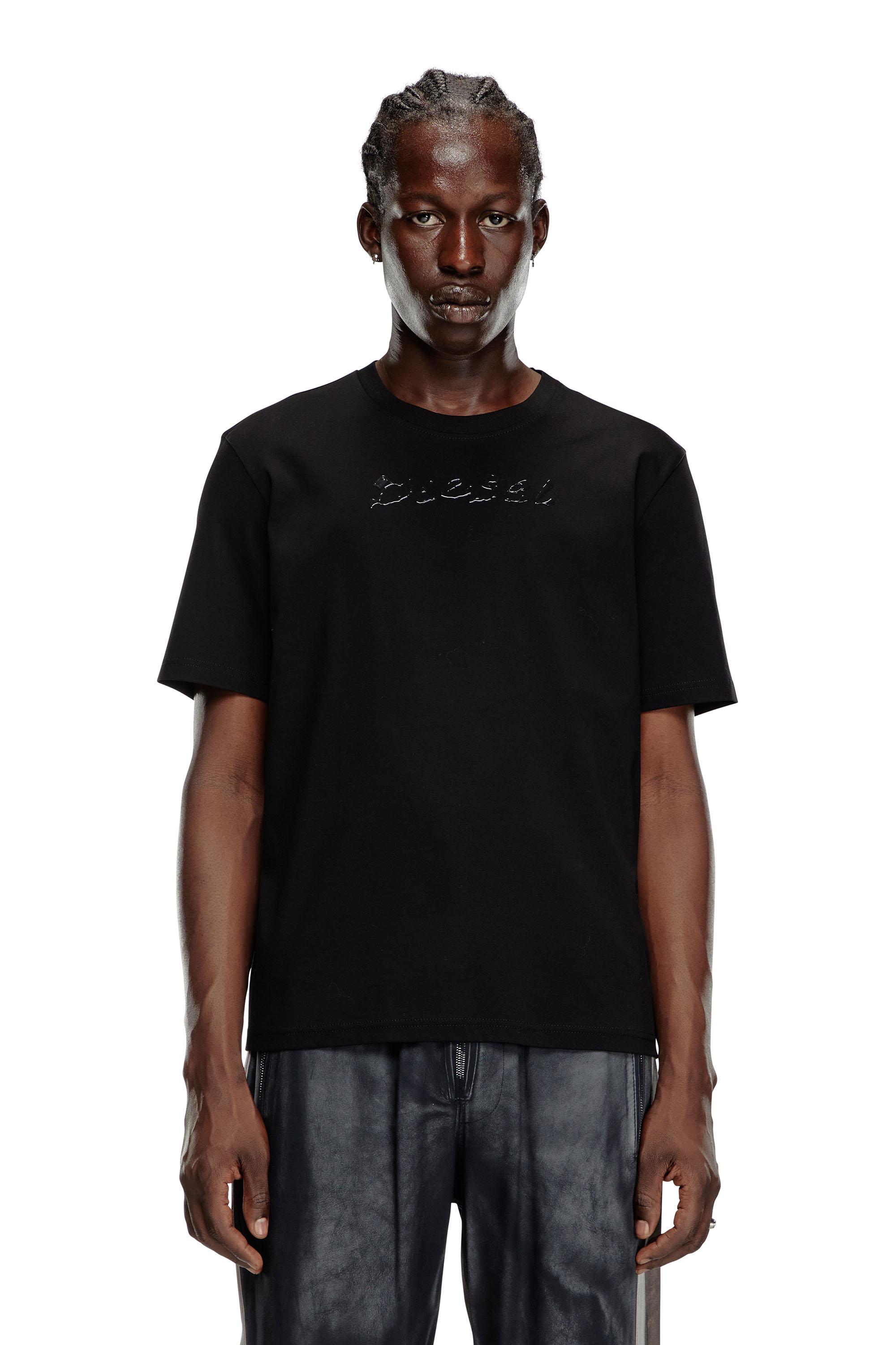 Diesel - T-MADJUST-K2, Male Mercerised cotton T-shirt with tonal logo in ブラック - Image 1