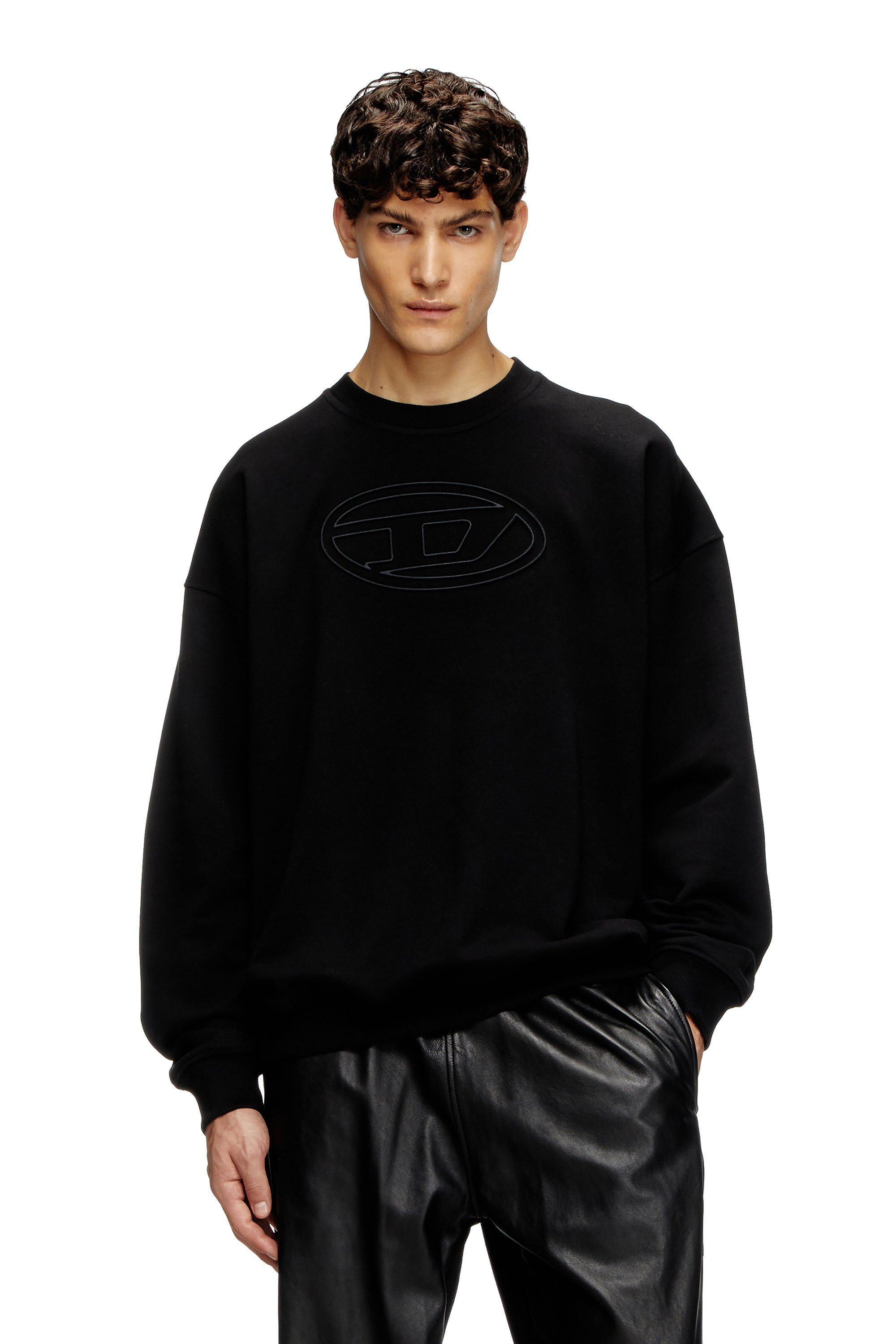 Diesel - S-MART-BIGOVAL, Male's Sweatshirt with embossed Oval D in ブラック - 1