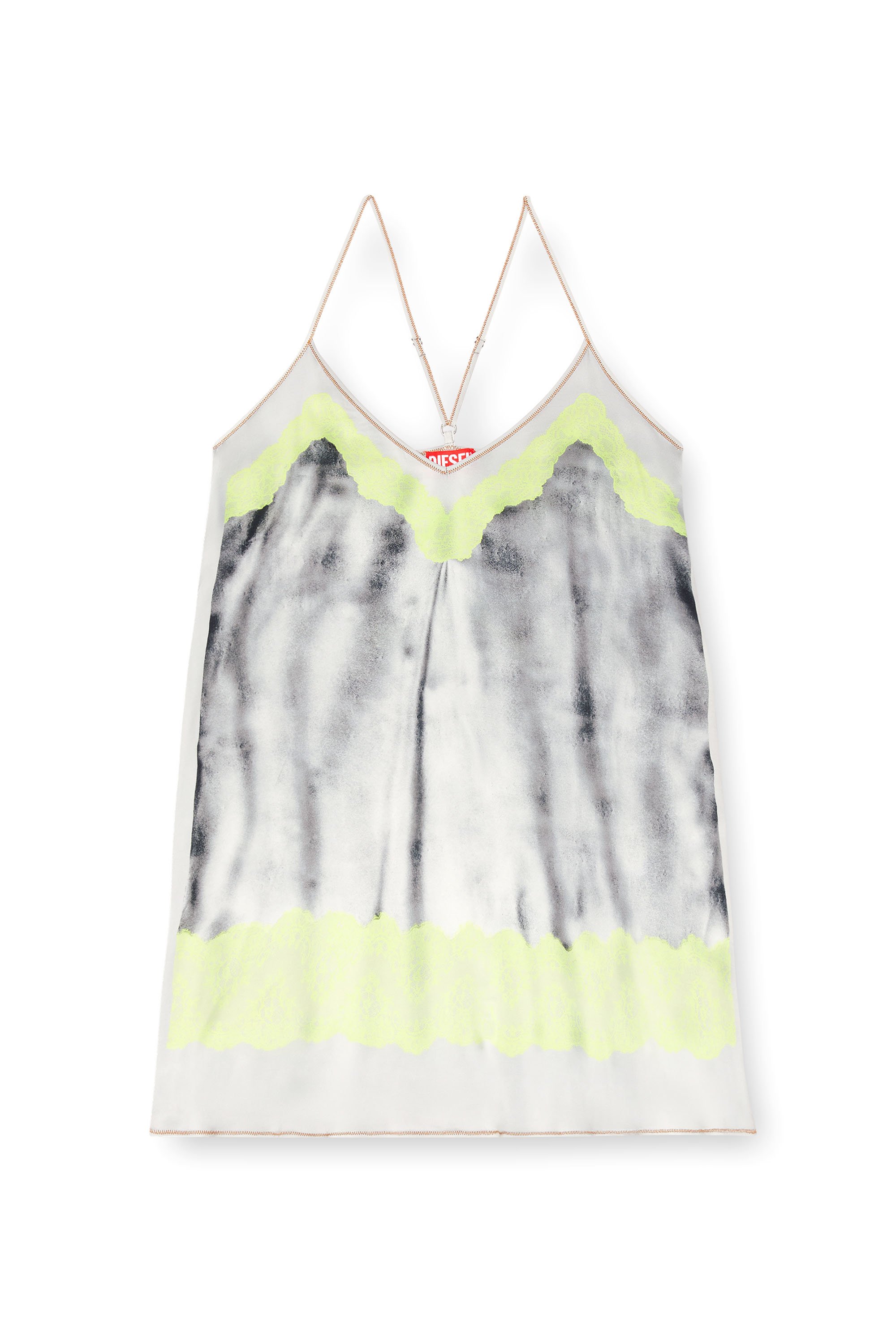 Diesel - D-ESIRE, Female's Slip dress with trompe l'oeil slip in グレー/イエロー - 3